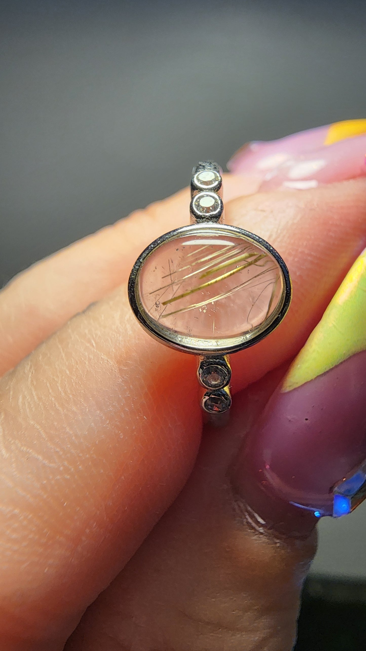 925 Sterling Silver and Rutile Ring