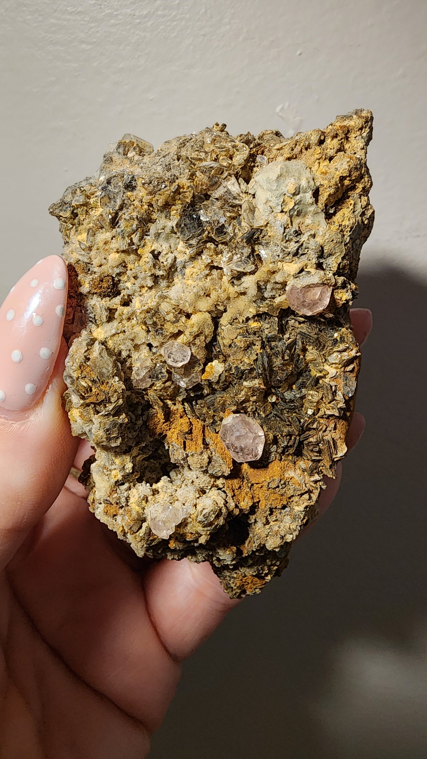 Rare Pink Apatite on Muscovite B750