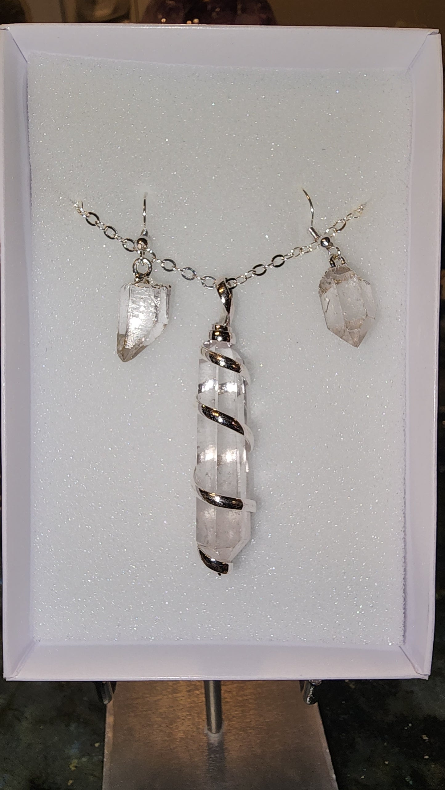 Brazilian Quartz Pendant and Earring Set