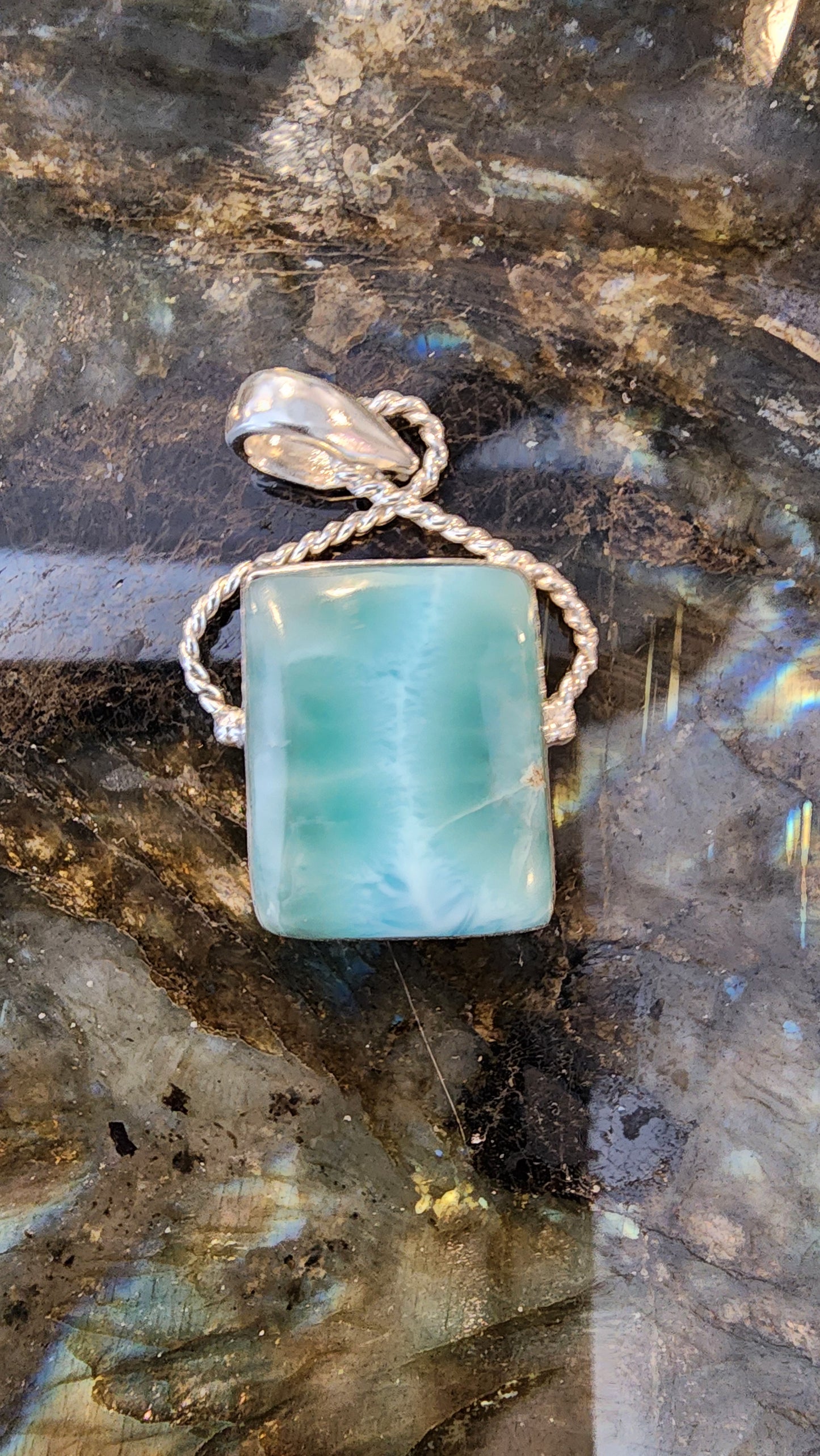 High Quality Larimar Pendant 925 Silver Pendant