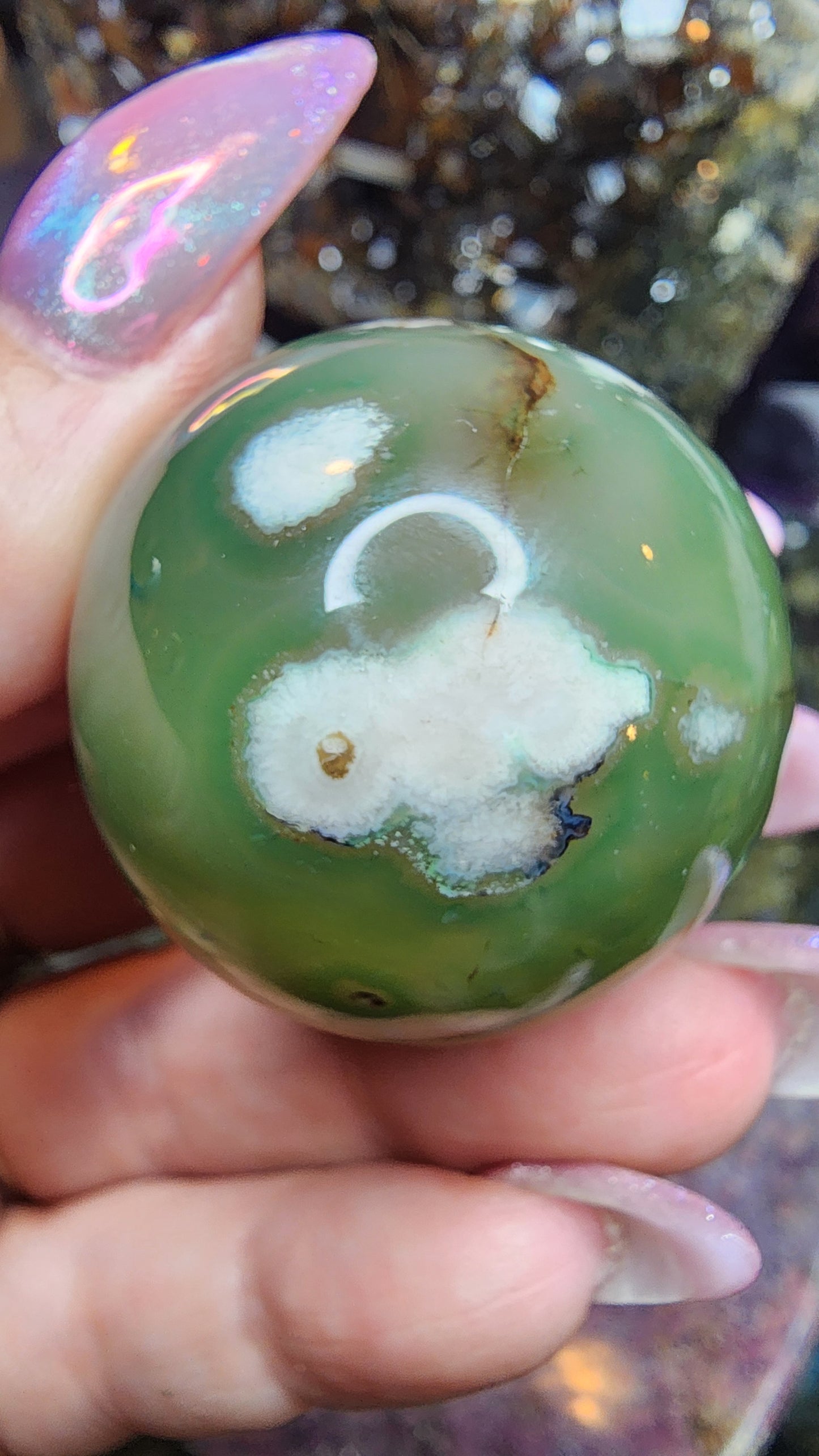 Green Flower Agate Sphere