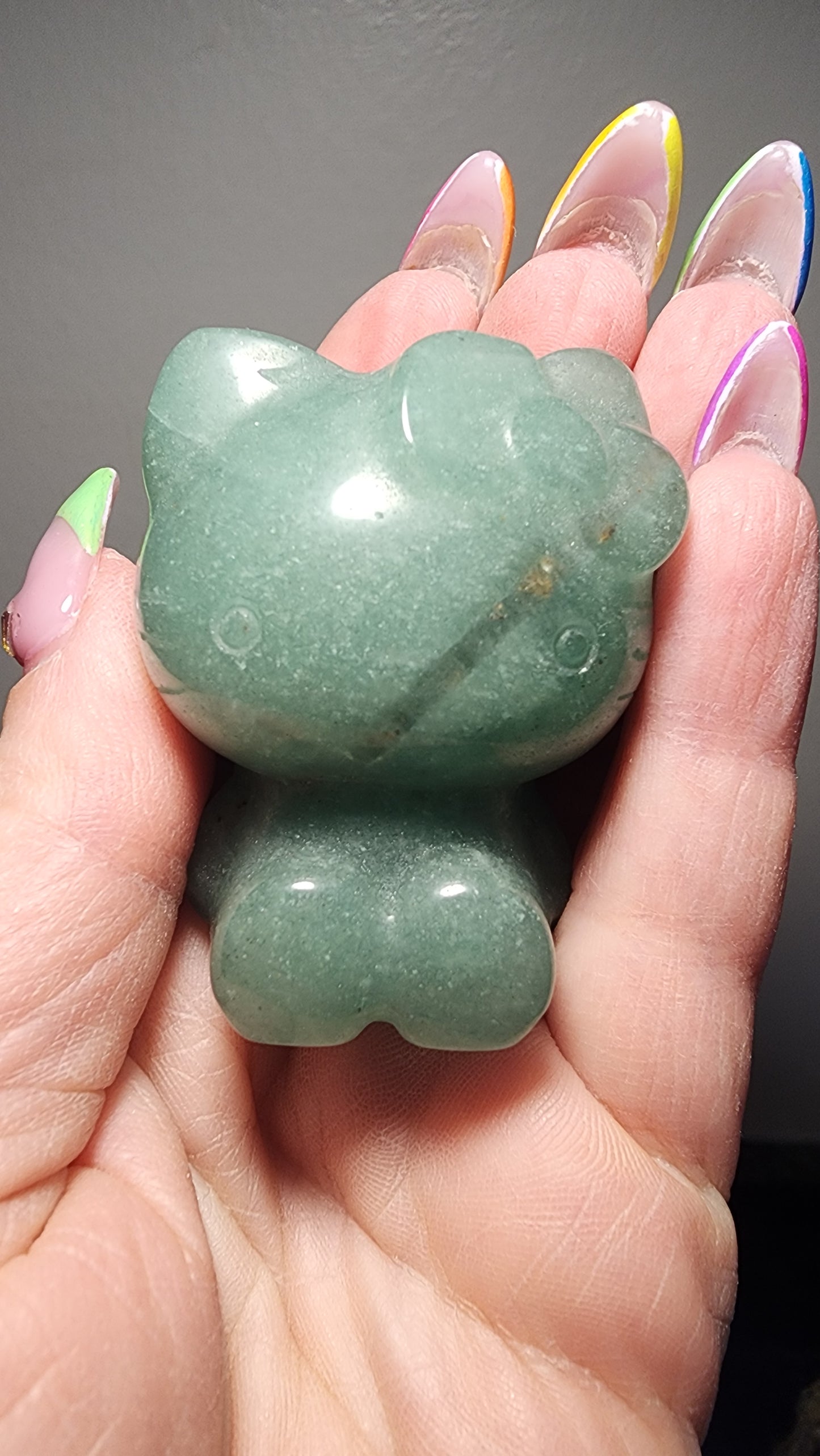 Green Avenrurine Hello Kitty Carving