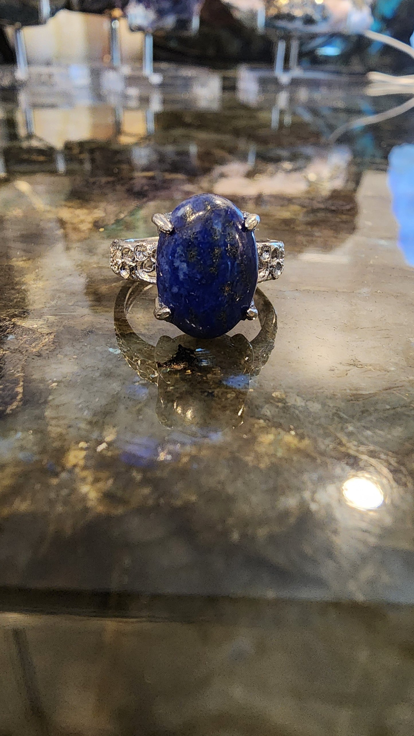 Lapis Lazuli and Base Metal Ring