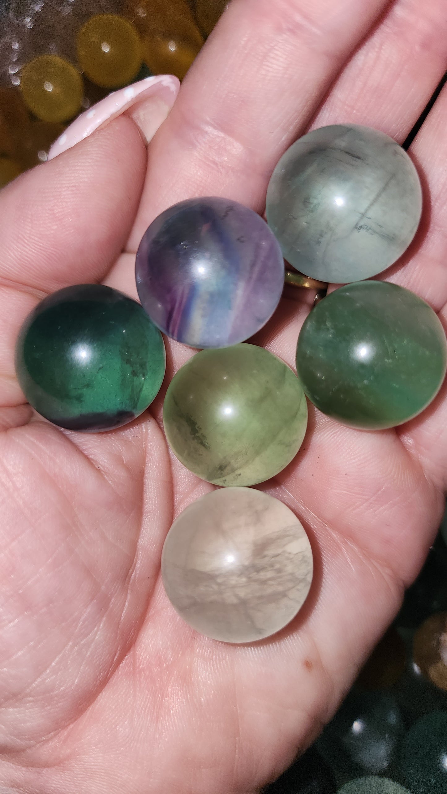 Green Rainbow Fluorite Mini Sphere (chosen by our team)