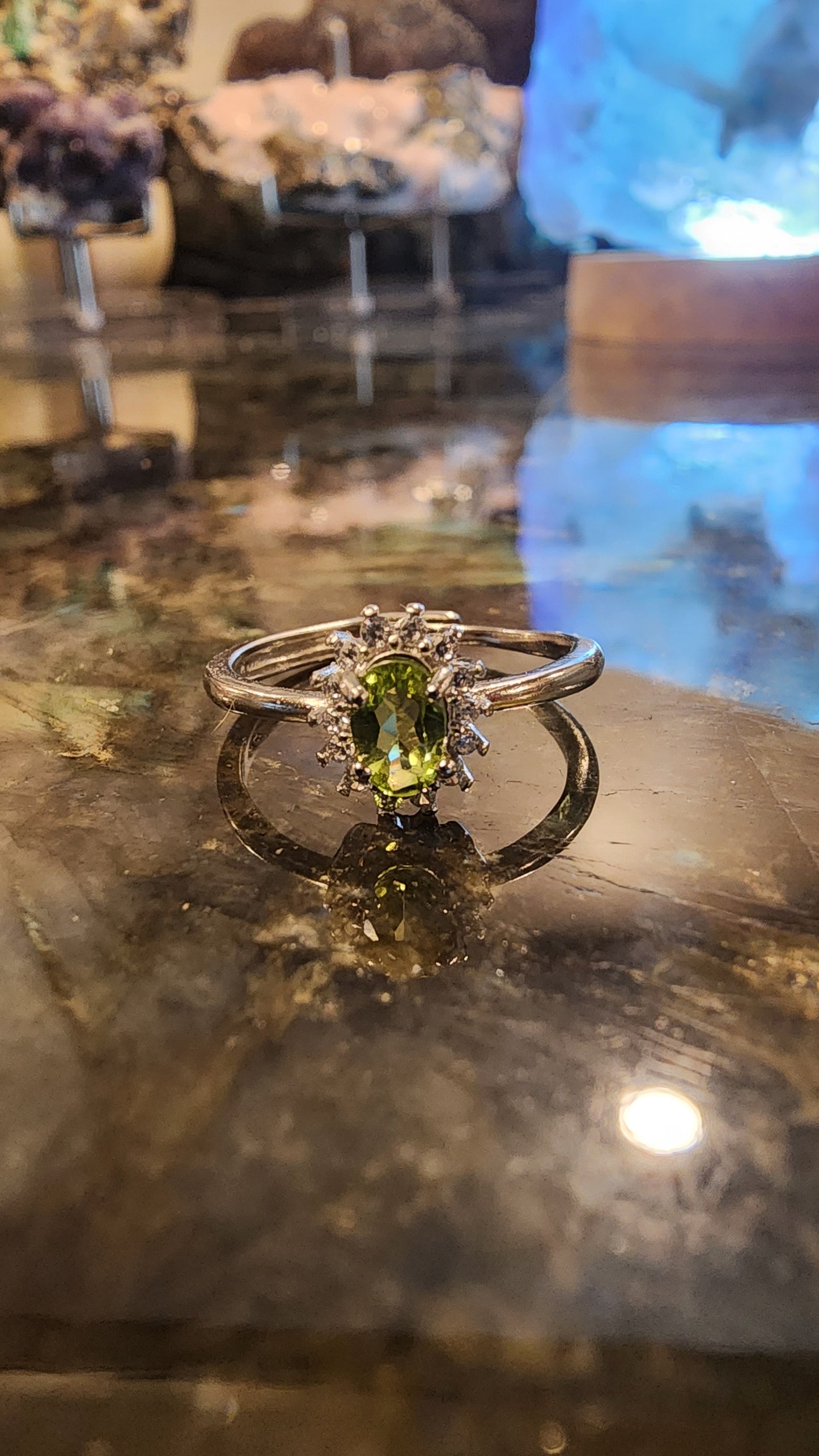 Peridot and Base Metal Ring