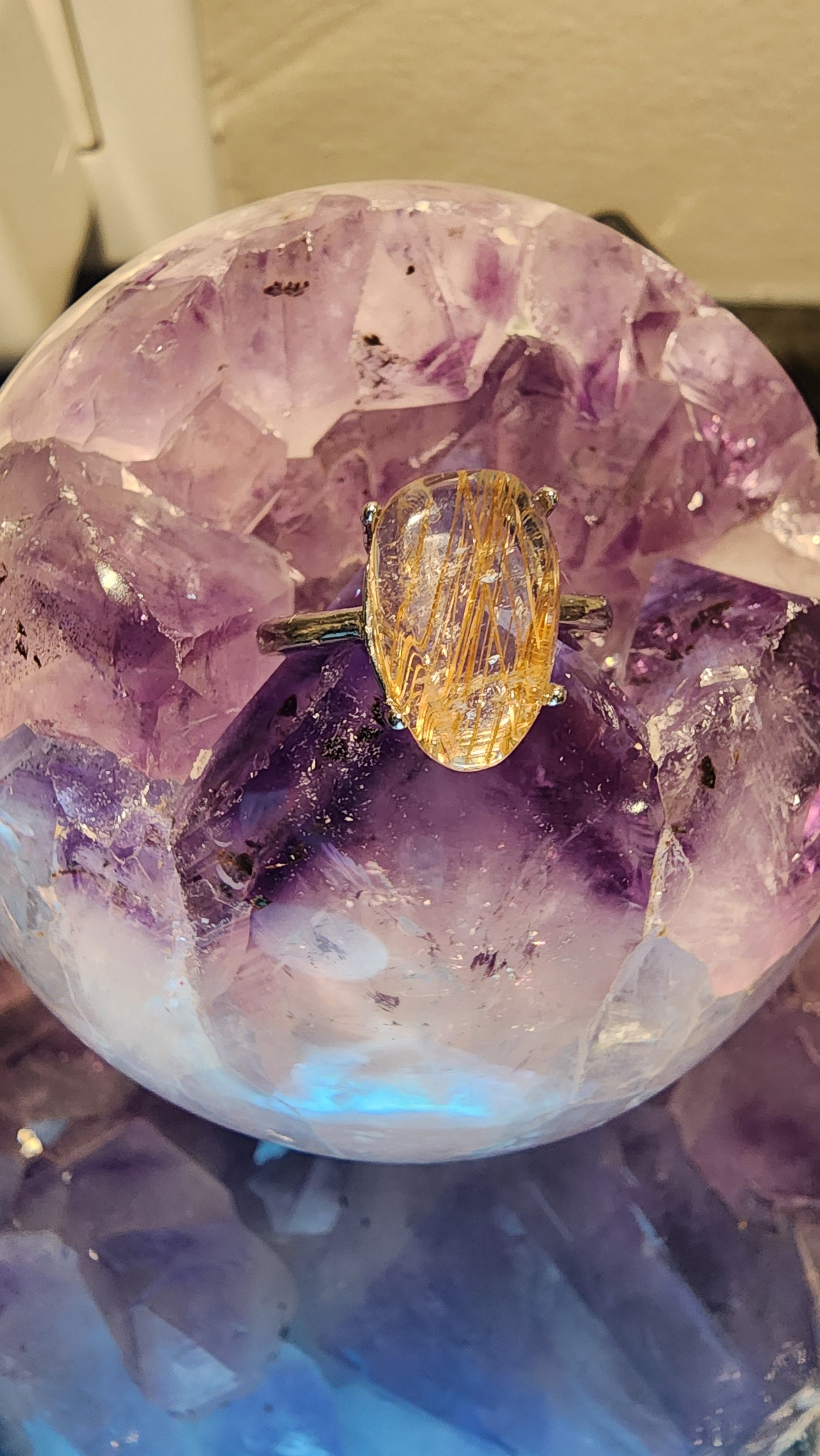 Golden Rutile and Base Metal Ring