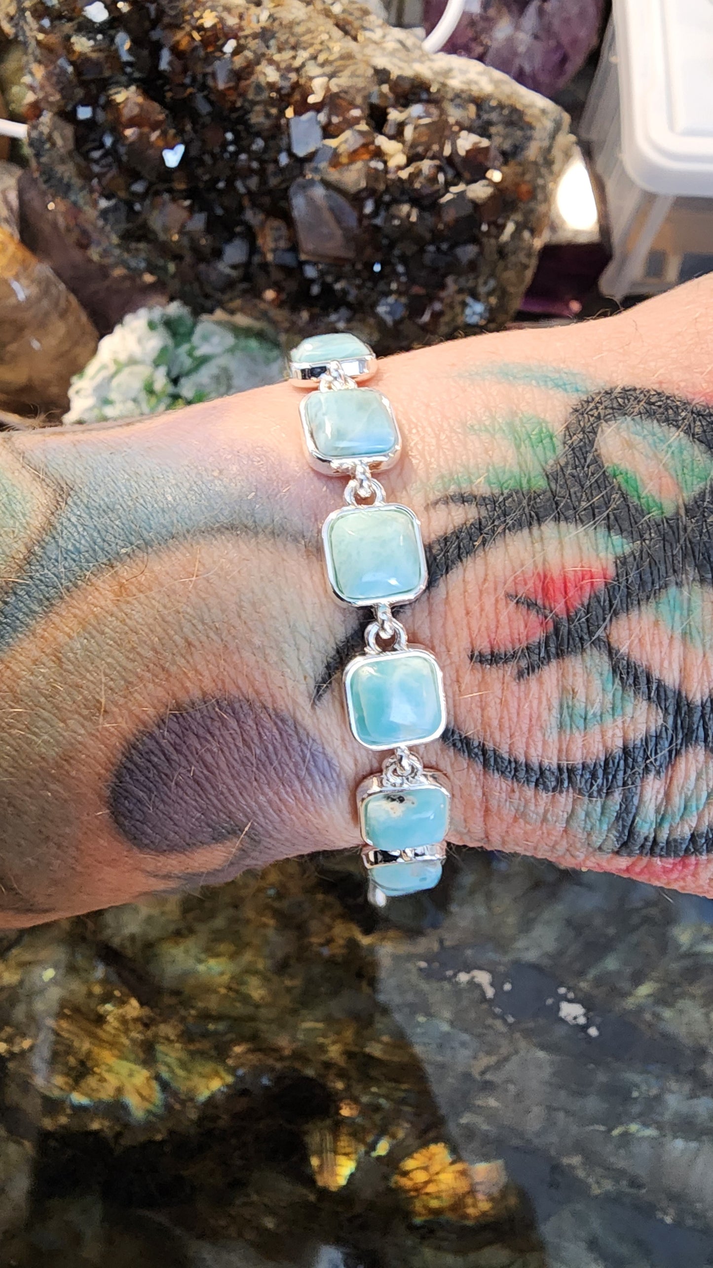 High Quality Larimar Bracelet 925 Silver Plated