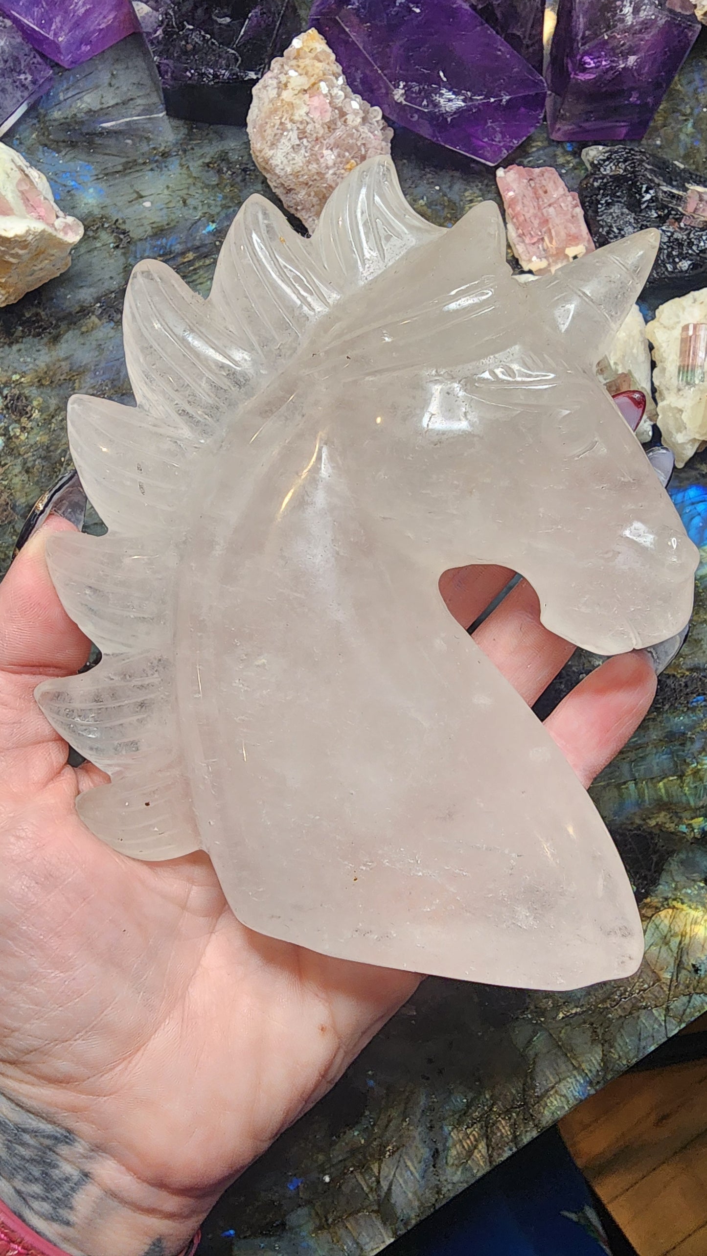 Clear Quartz Unicorn Carving