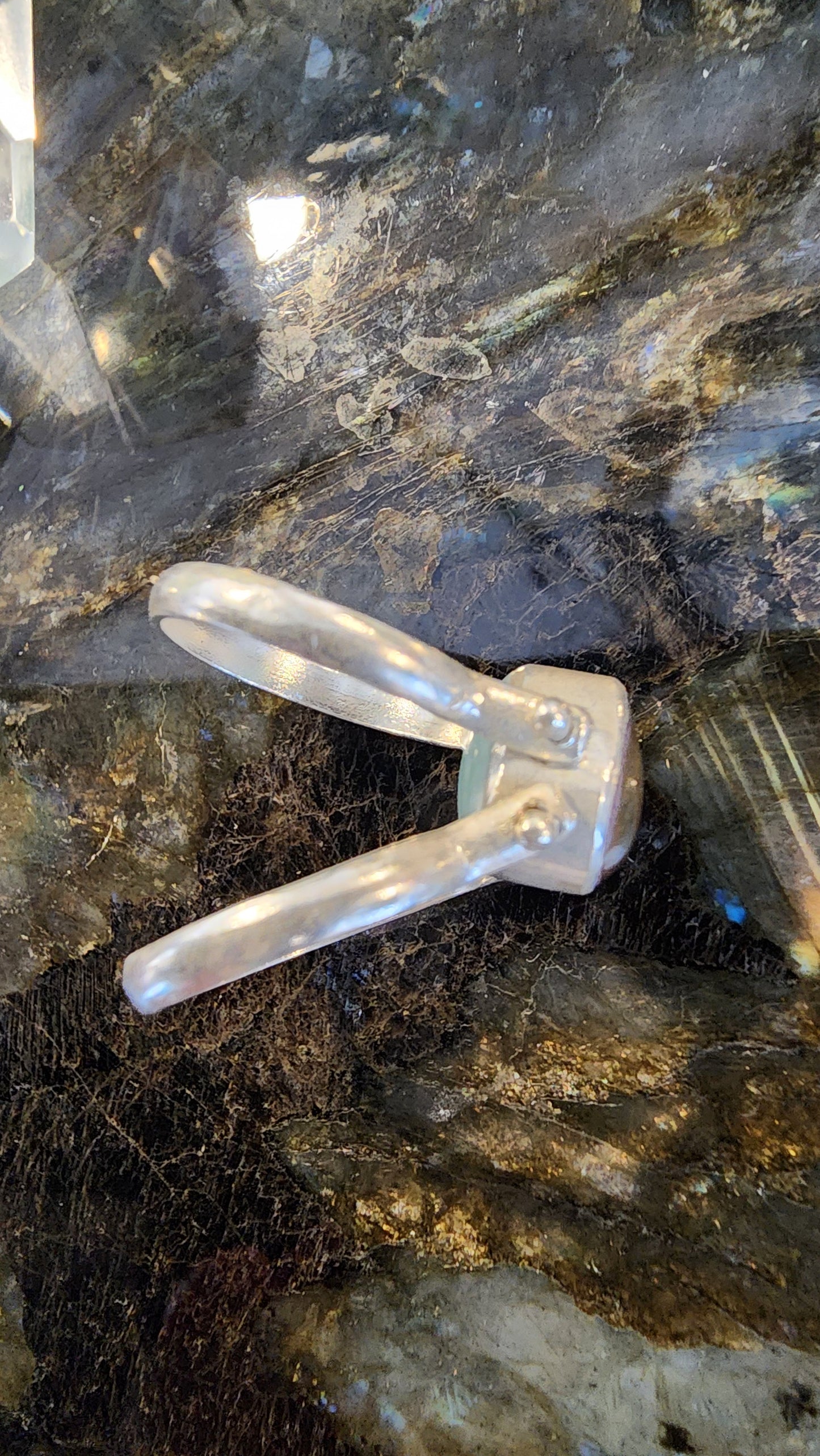 High Quality Larimar or Amber 925 Silver Ring Sz 5 Party Ring