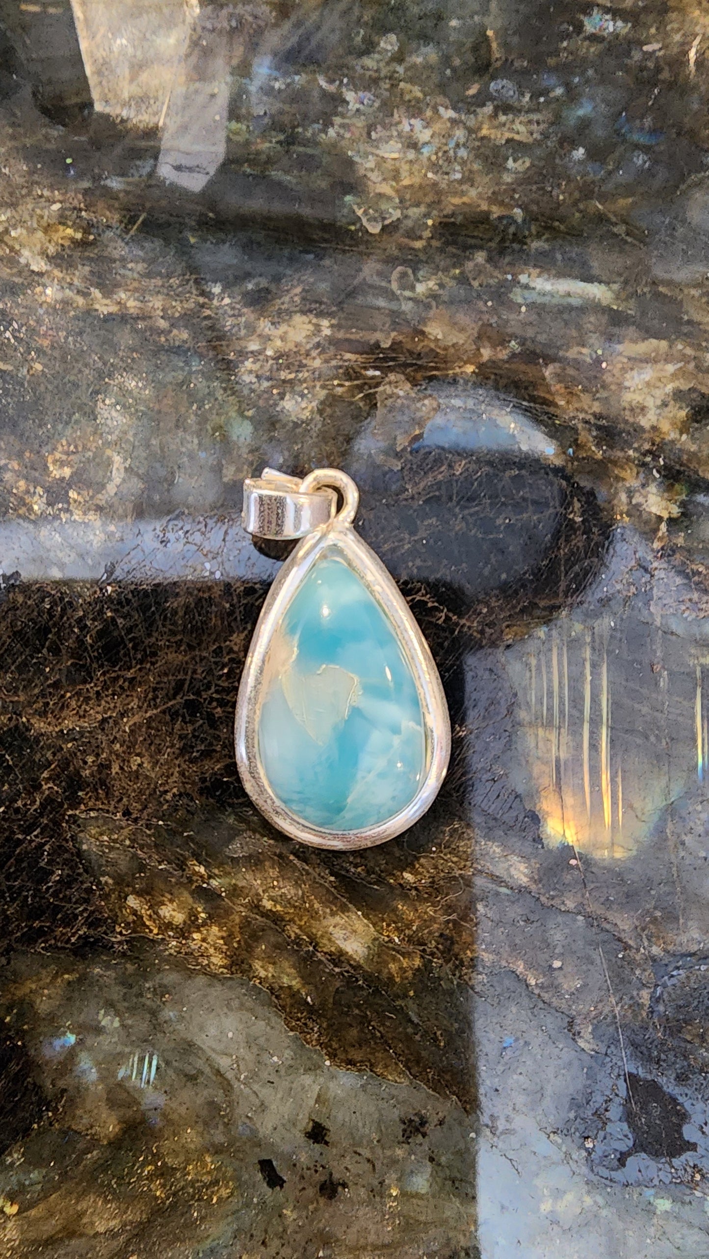 High Quality Larimar Pendant 925 Silver Pendant