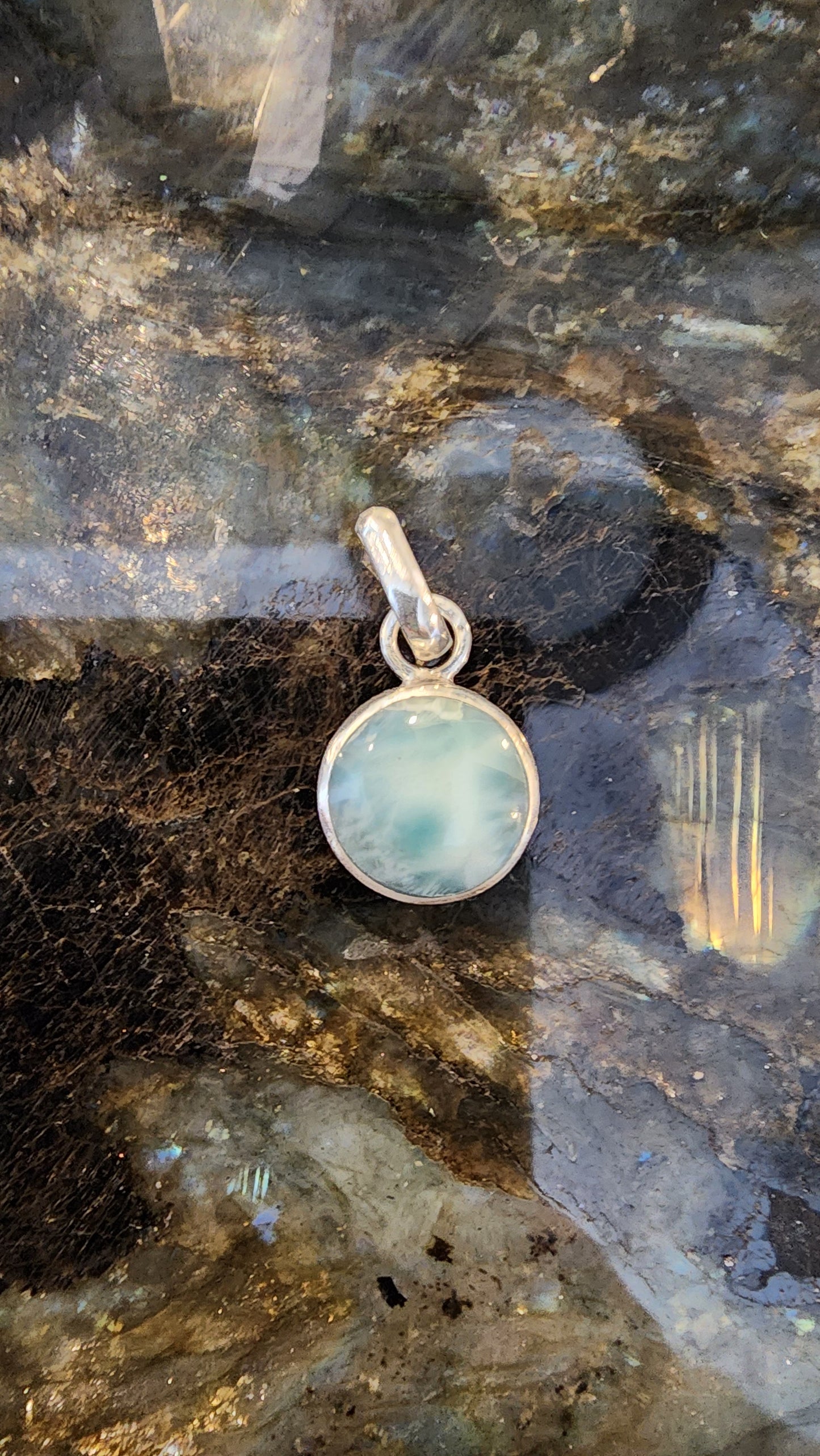 High Quality Larimar Pendant 925 Silver