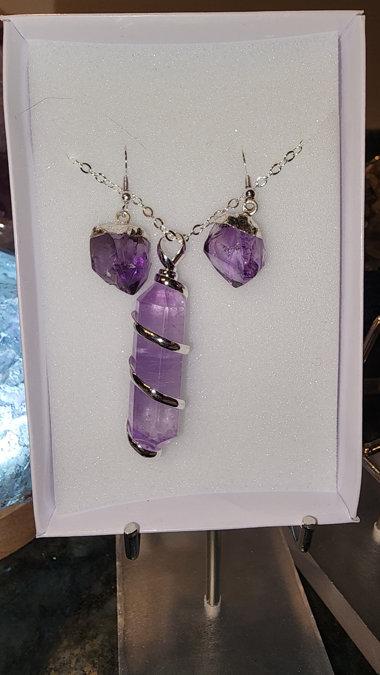 Brazilian Amethyst Pendant and Earring Set