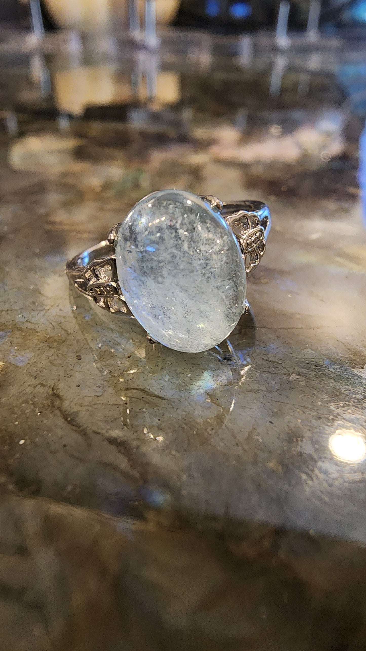 Aquamarine and Base Metal Ring