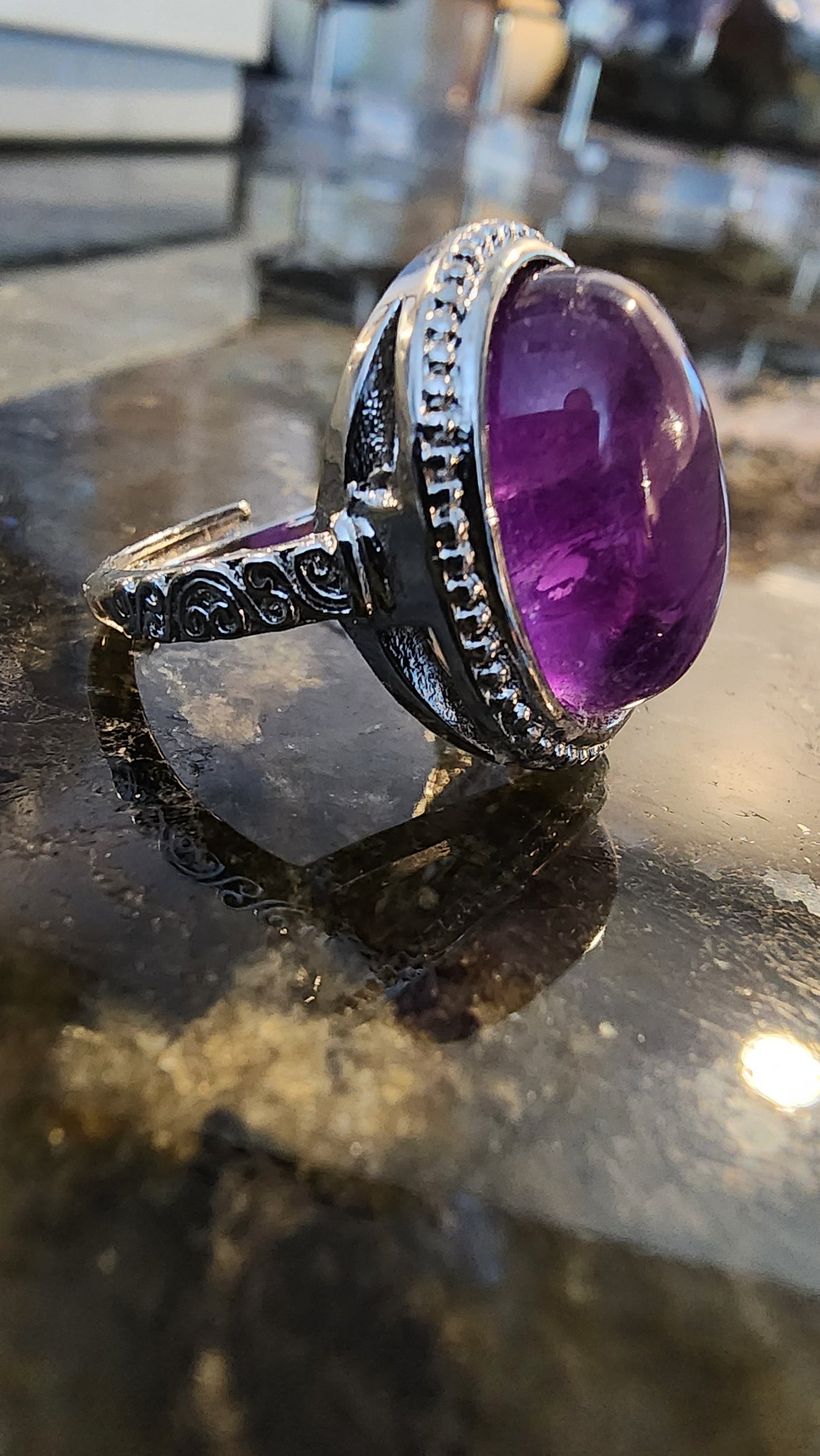 Amethyst and Base Metal Ring