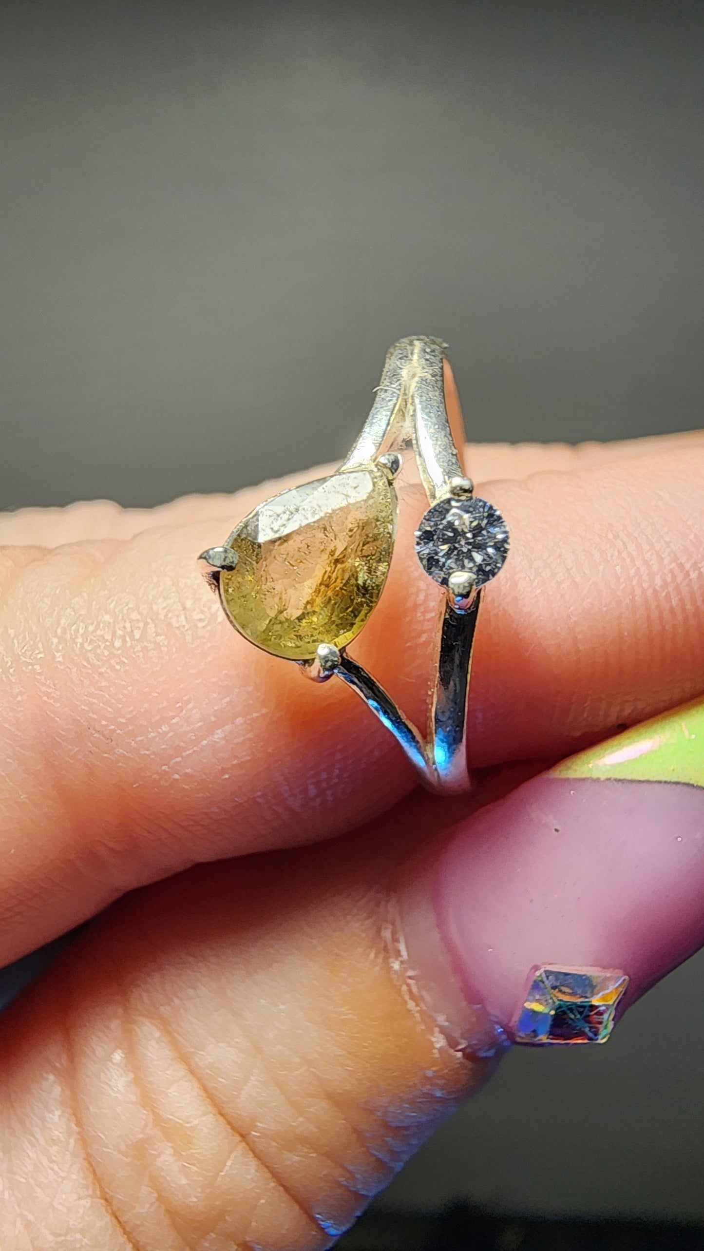 Handmade 925 Sterling Silver and Sphene Ring Sz 7.5