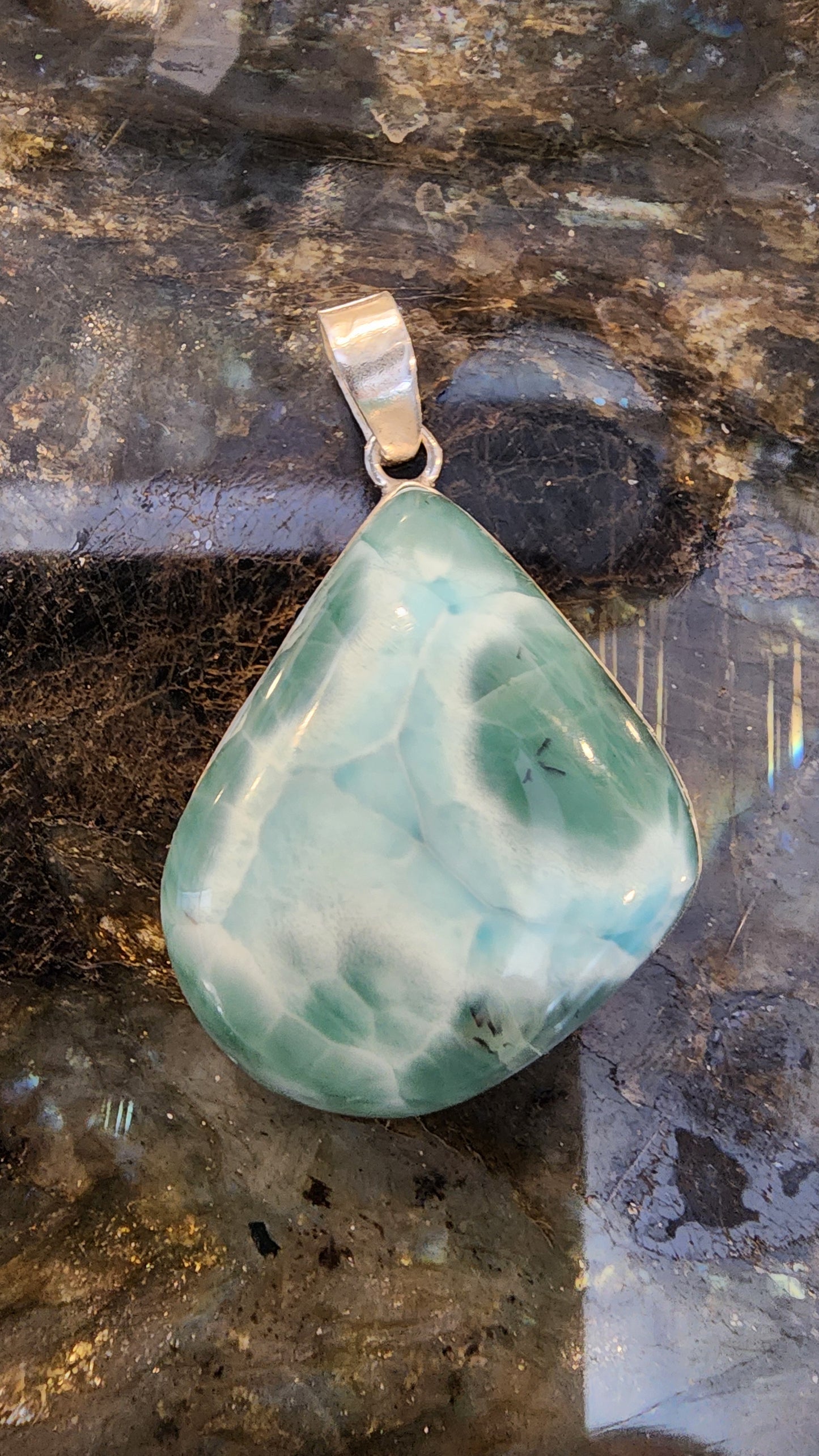 High Quality Larimar Pendant 925 Silver Pendant