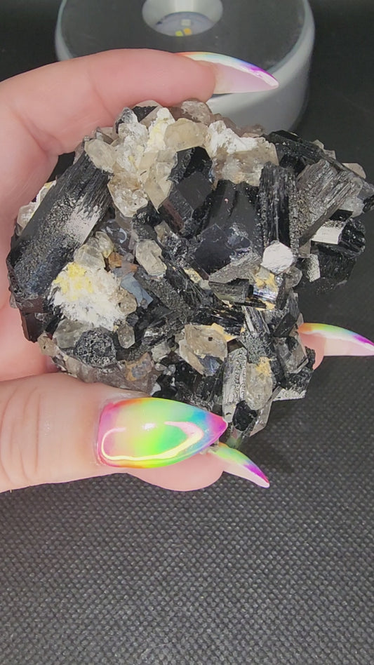 Black Tourmaline on Quartz