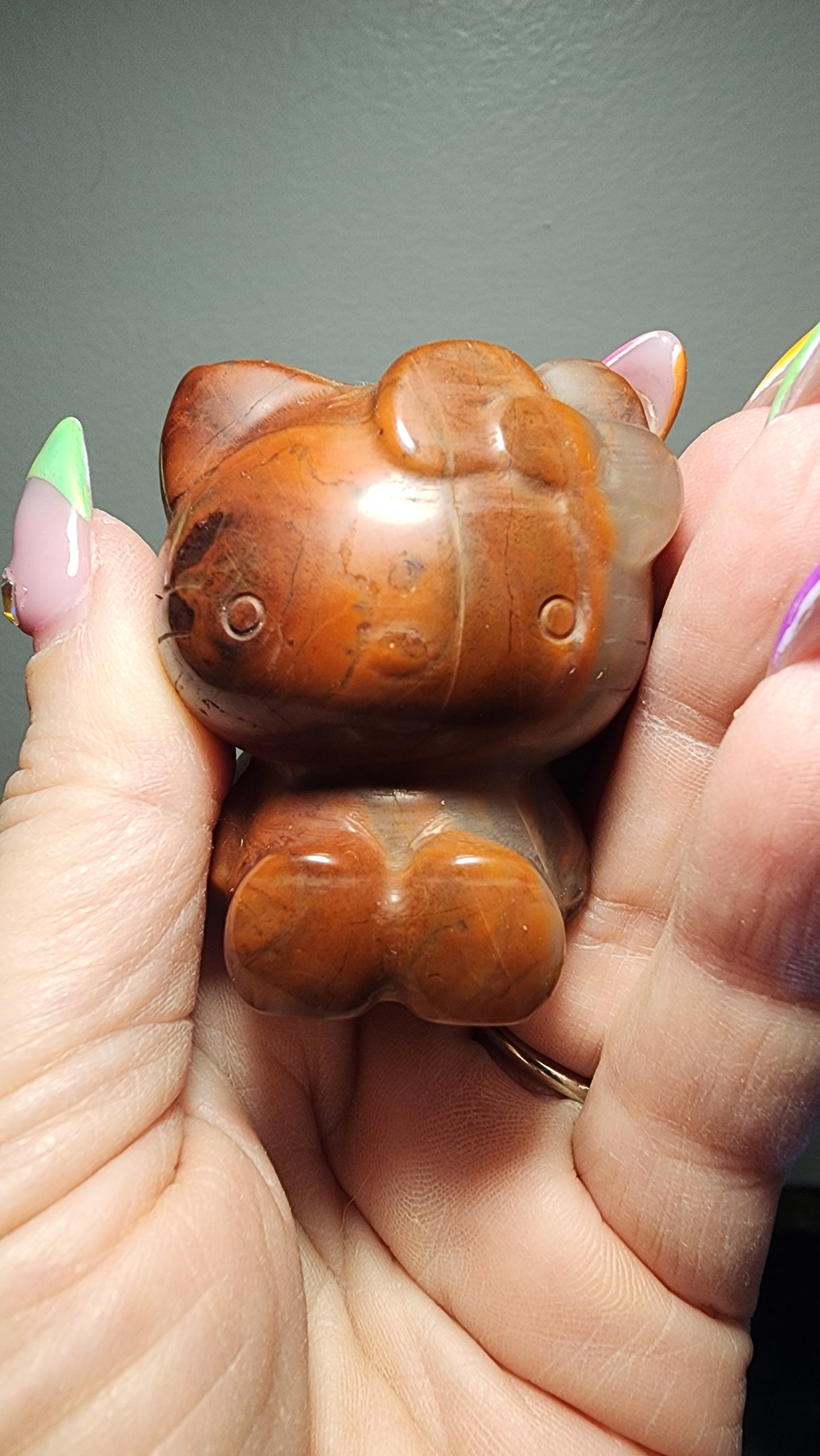 Jasper & Chalcedony Hello Kitty Carving