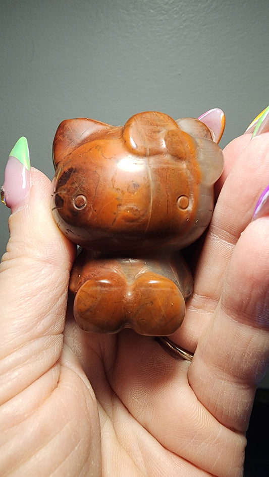 Jasper & Chalcedony Hello Kitty Carving