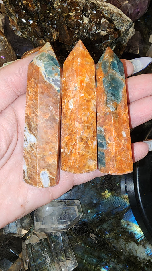 Sunstone & Blue Apatite Tower