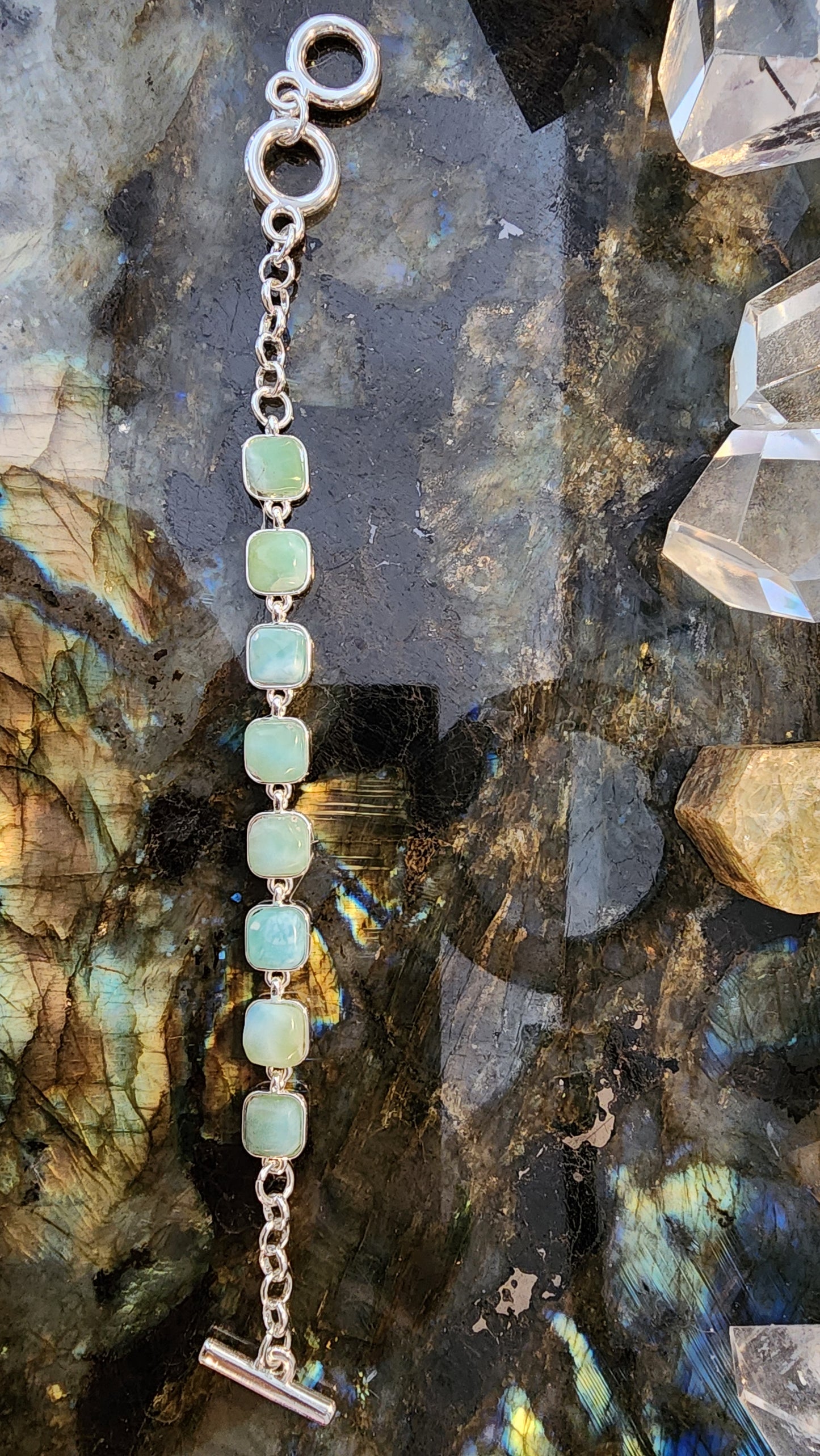 High Quality Larimar Bracelet 925 Silver Plated