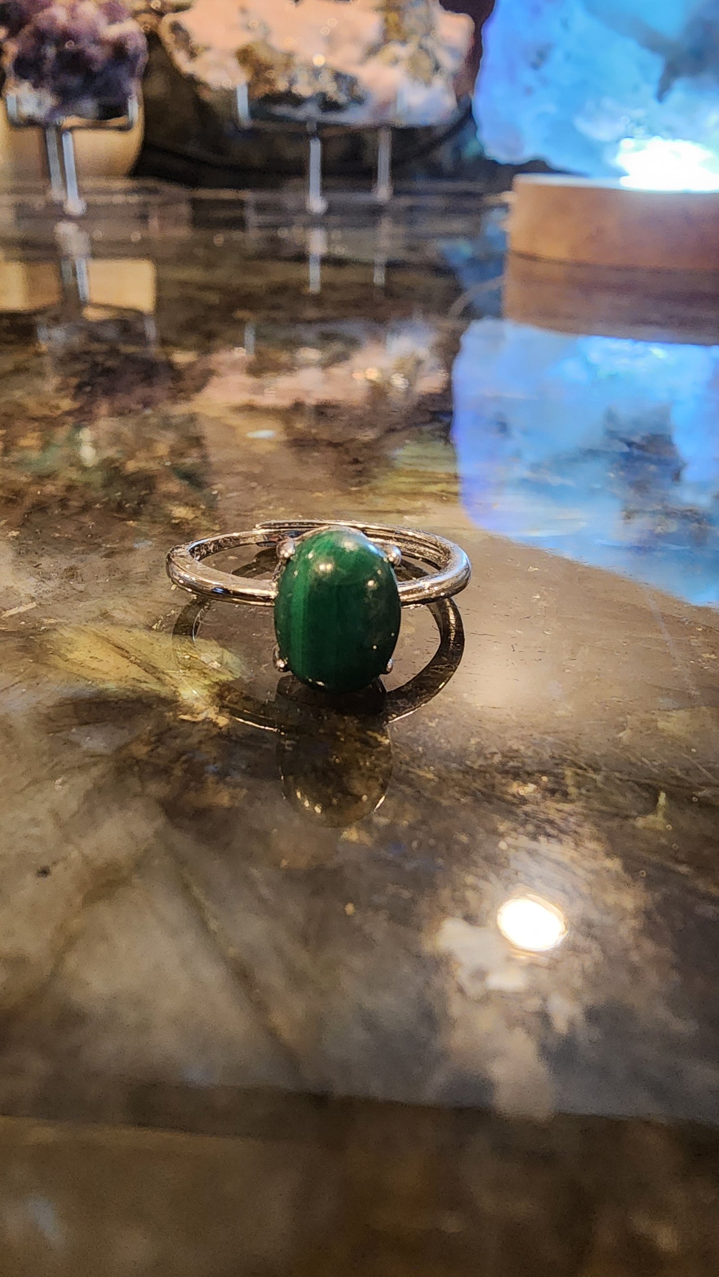 Malachite and Base Metal Ring