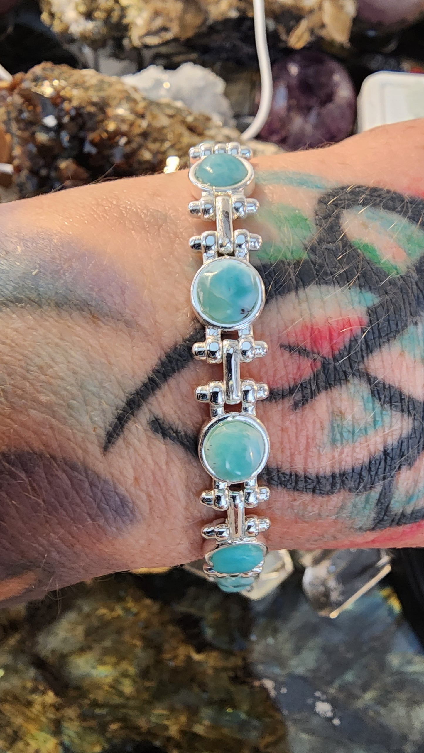 High Quality Larimar Bracelet 925 Silver Plated