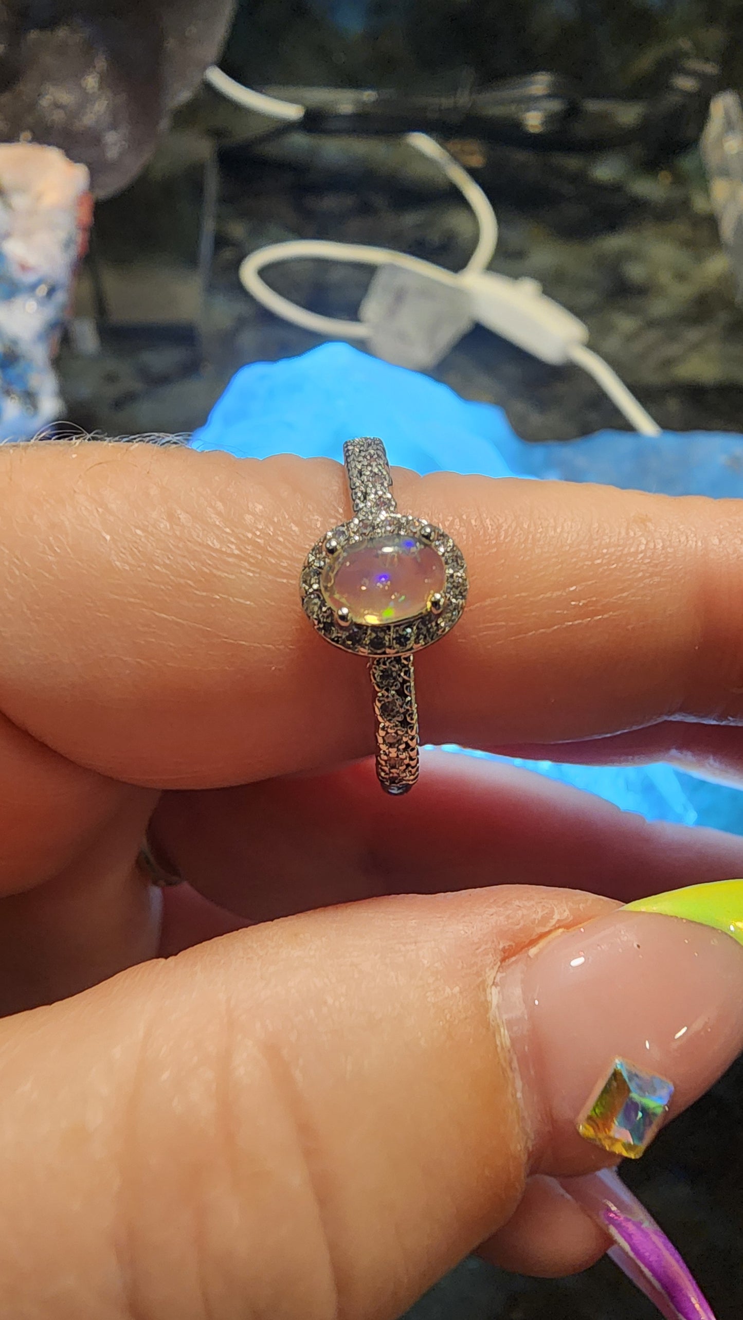 Australian Opal and Base Metal Ring