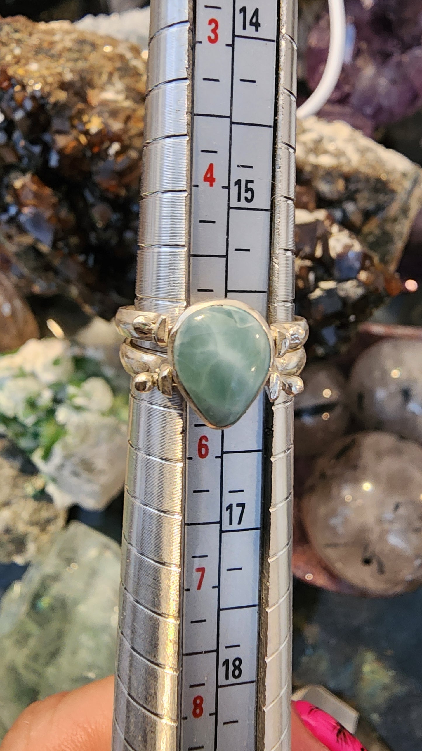 High Quality Larimar or Amber 925 Silver Ring Sz 5 Party Ring