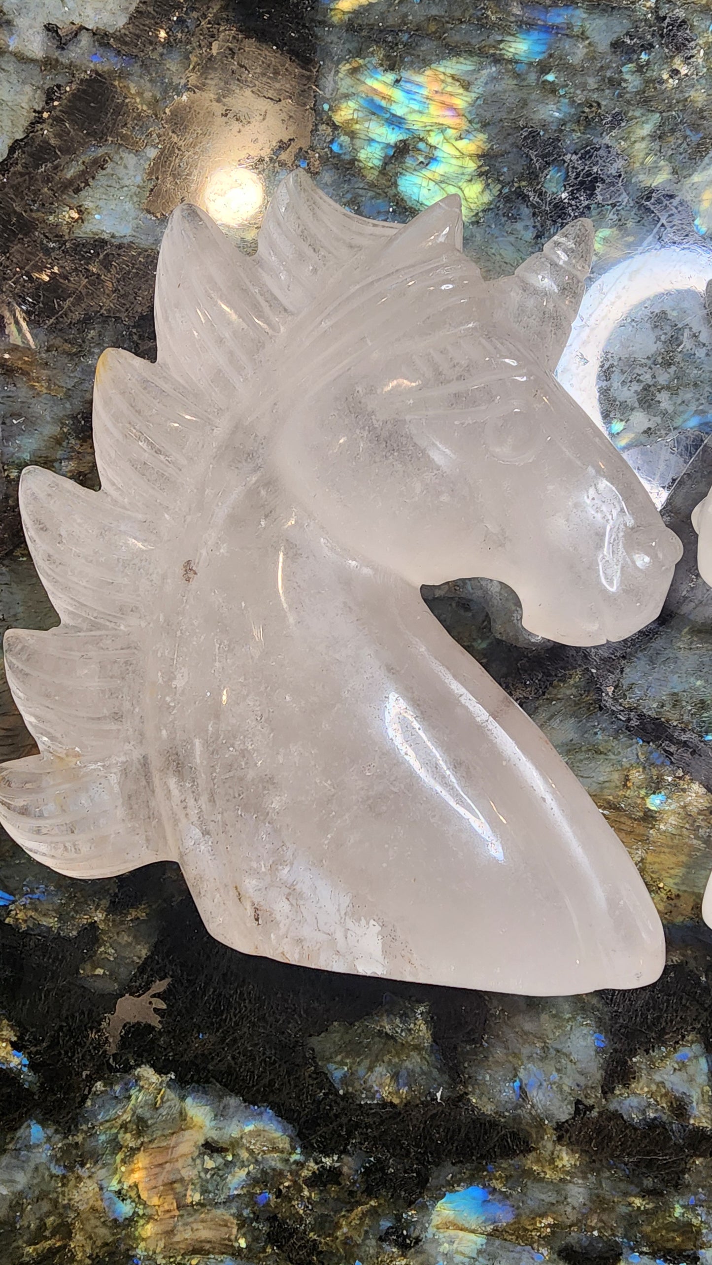 Clear Quartz Unicorn Carving