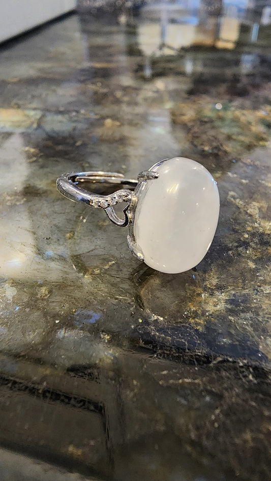 Blue Moonstone and Base Metal Ring