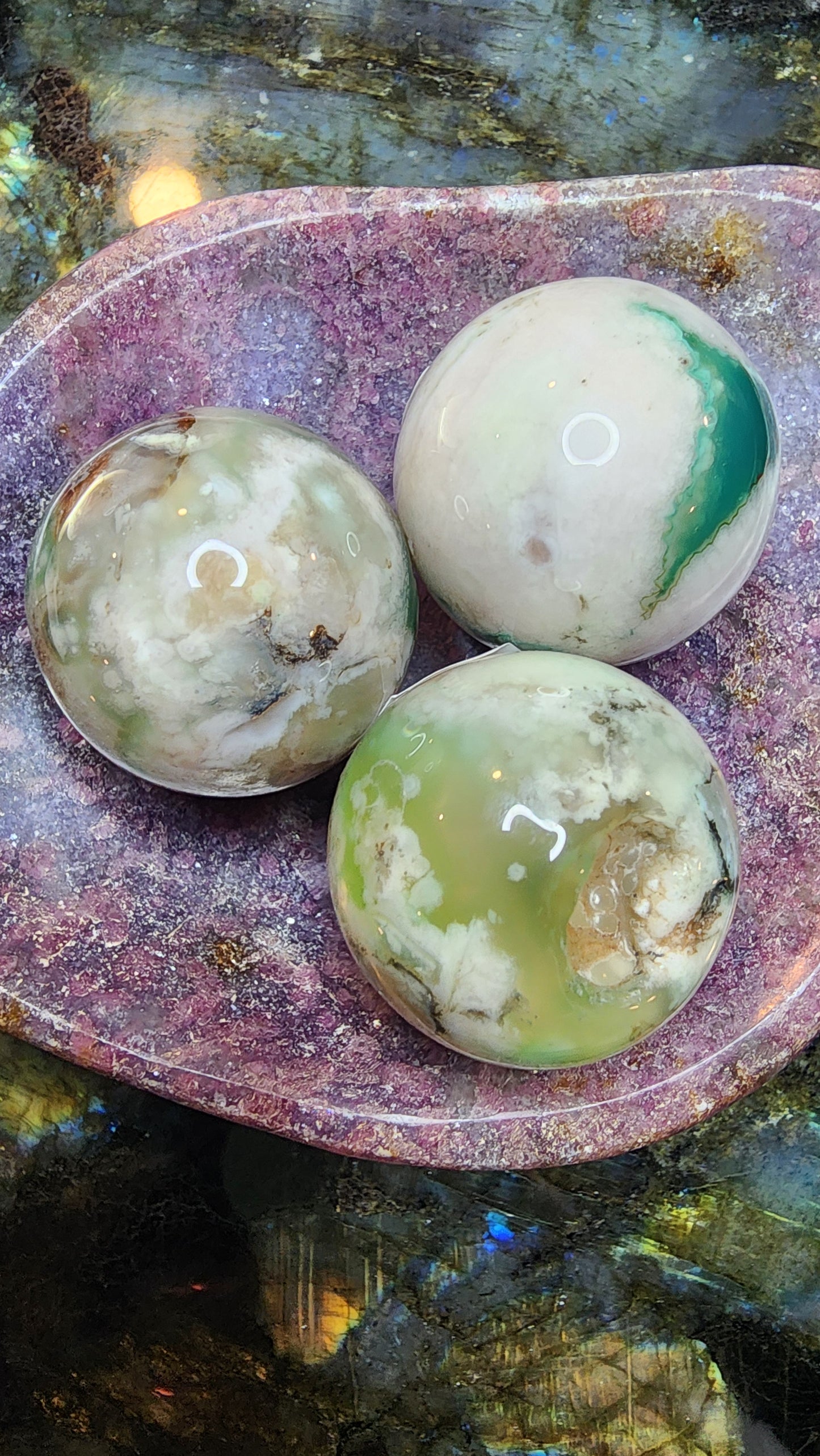Green Flower Agate Sphere