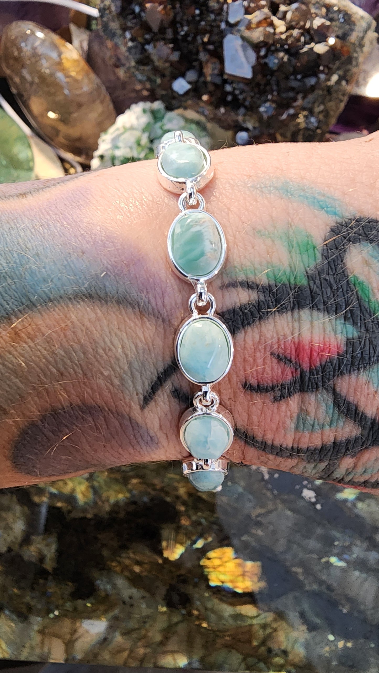 High Quality Larimar Bracelet 925 Silver Plated