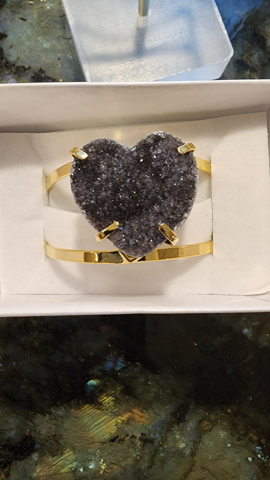 Black Amethyst Bangle Bracelet