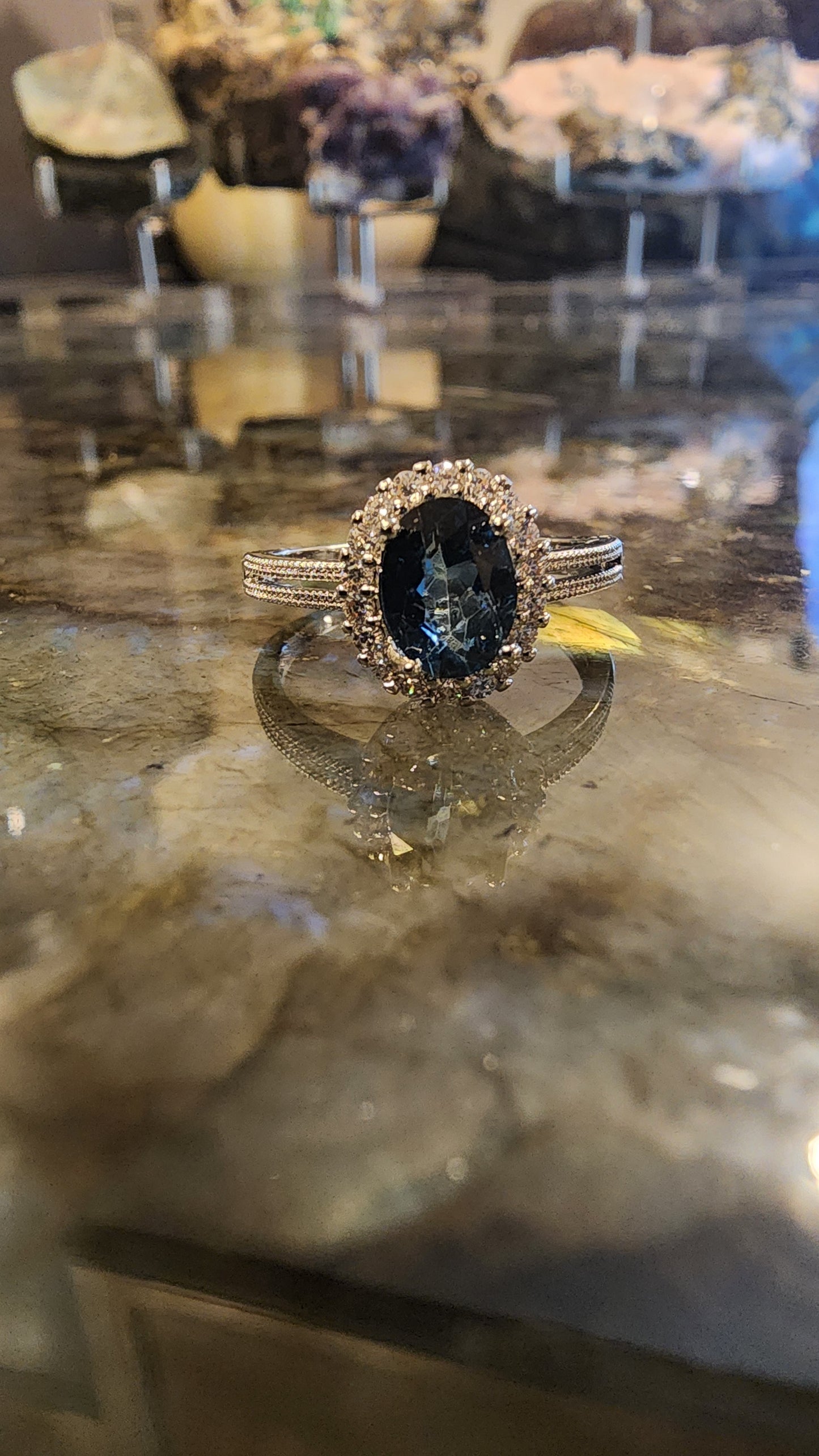 London Blue Topaz and Base Metal Ring