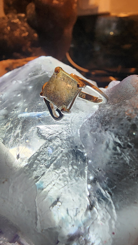 Handmade 925 Sterling Silver and Labradorite Ring Sz. 6.5.