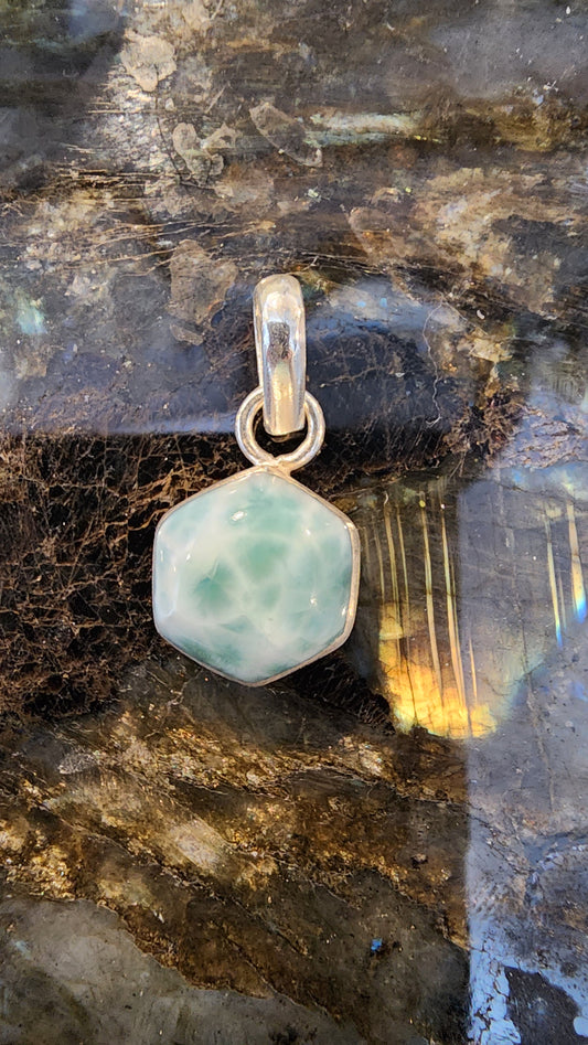 High Quality Larimar Pendant 925 Silver