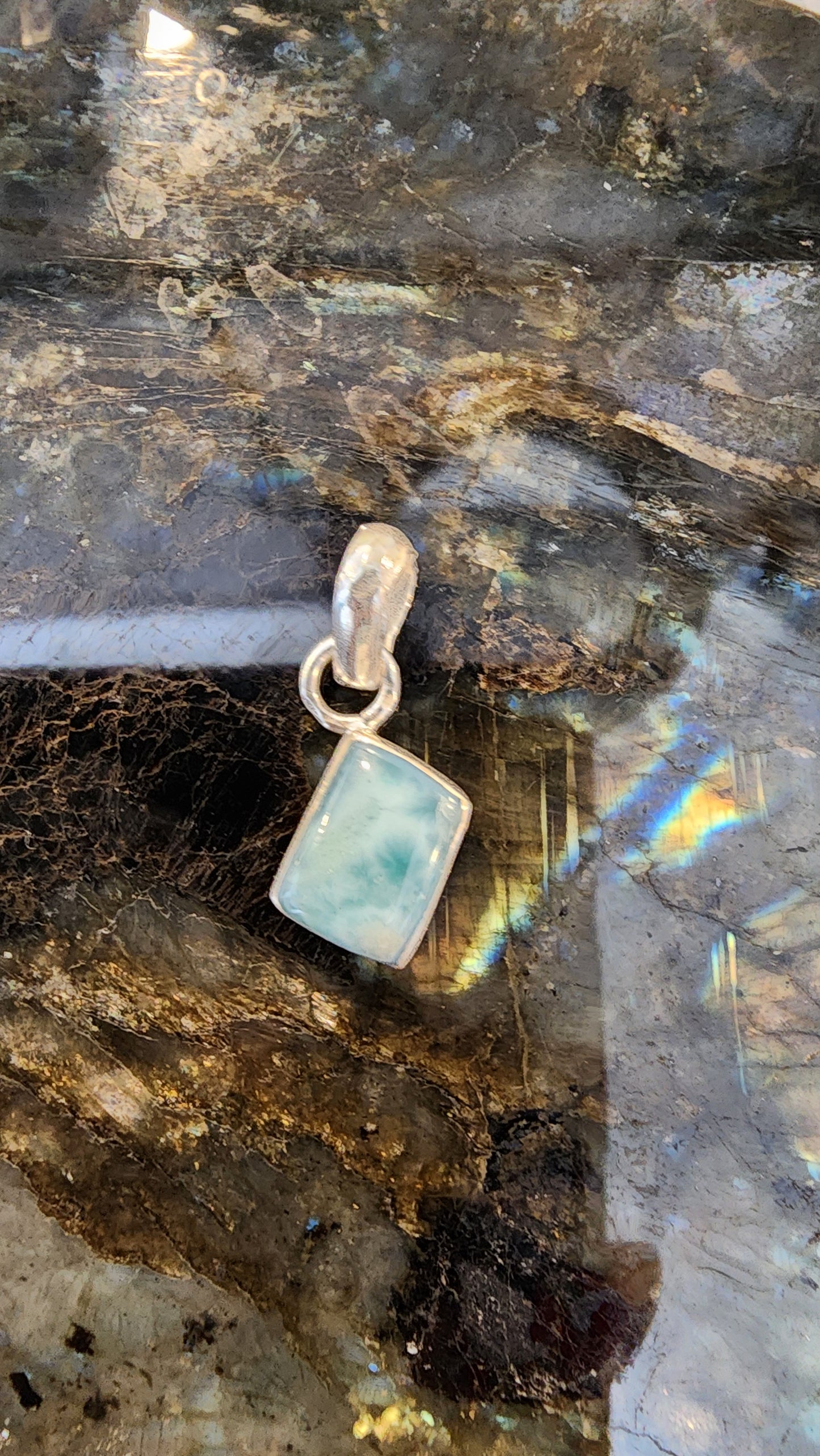 High Quality Larimar Pendant 925 Silver