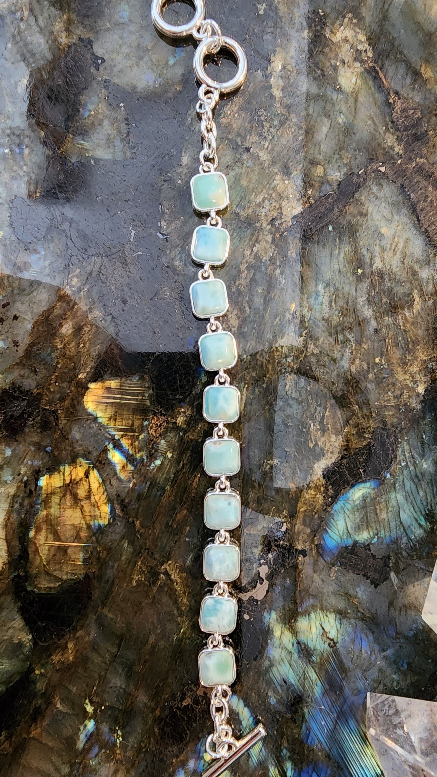 High Quality Larimar Bracelet 925 Silver Plated