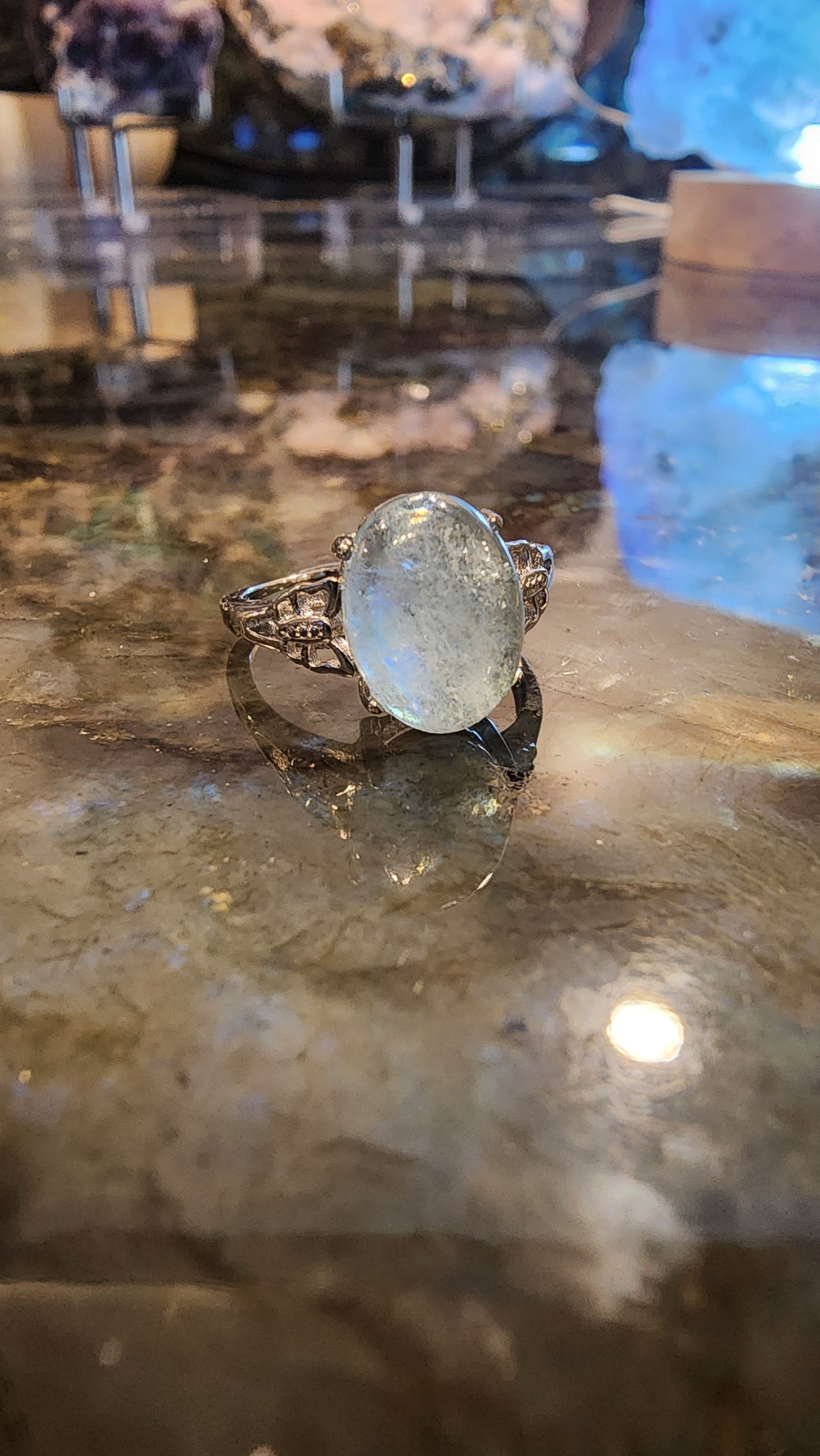 Aquamarine and Base Metal Ring