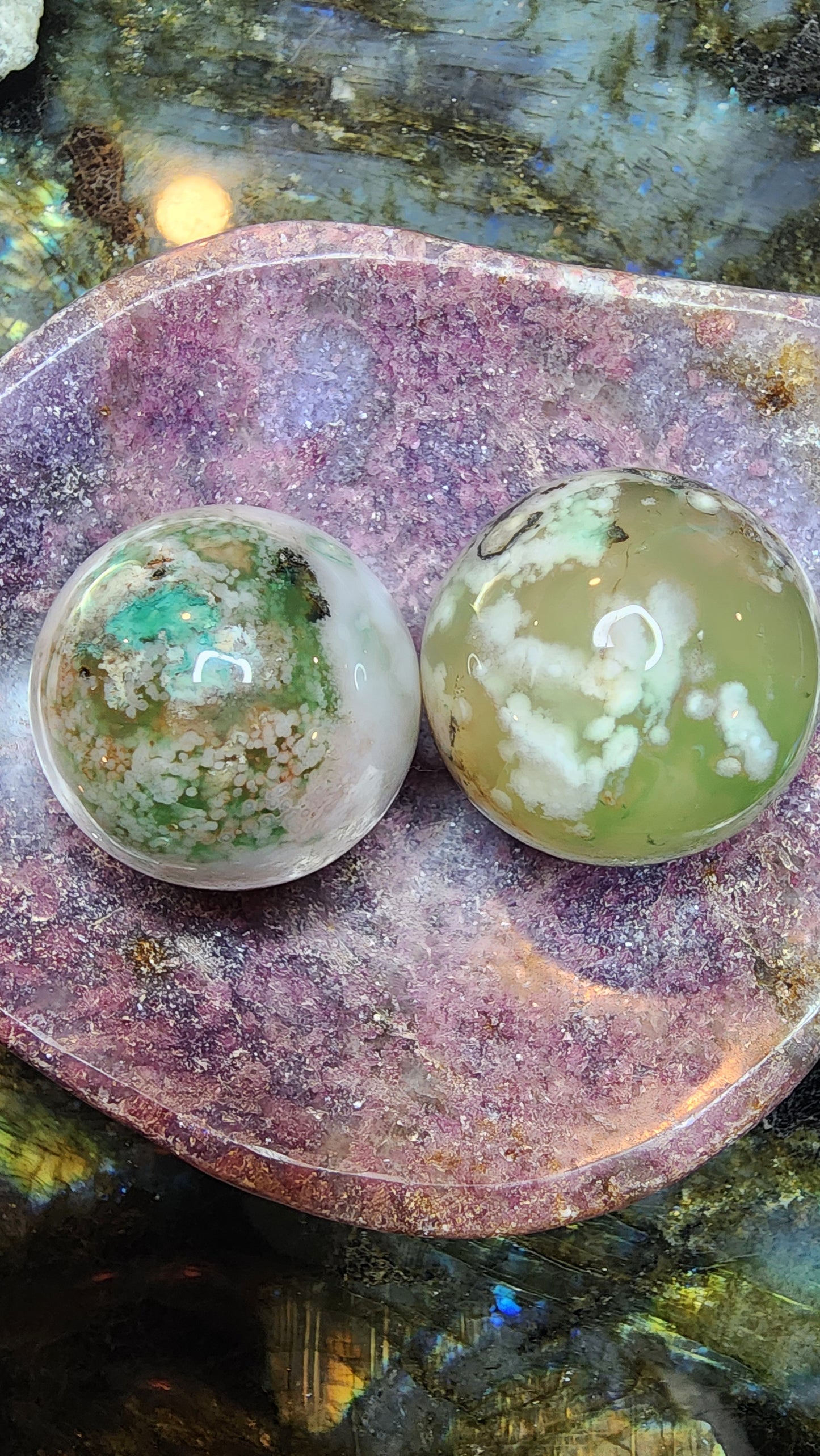 Green Flower Agate Sphere