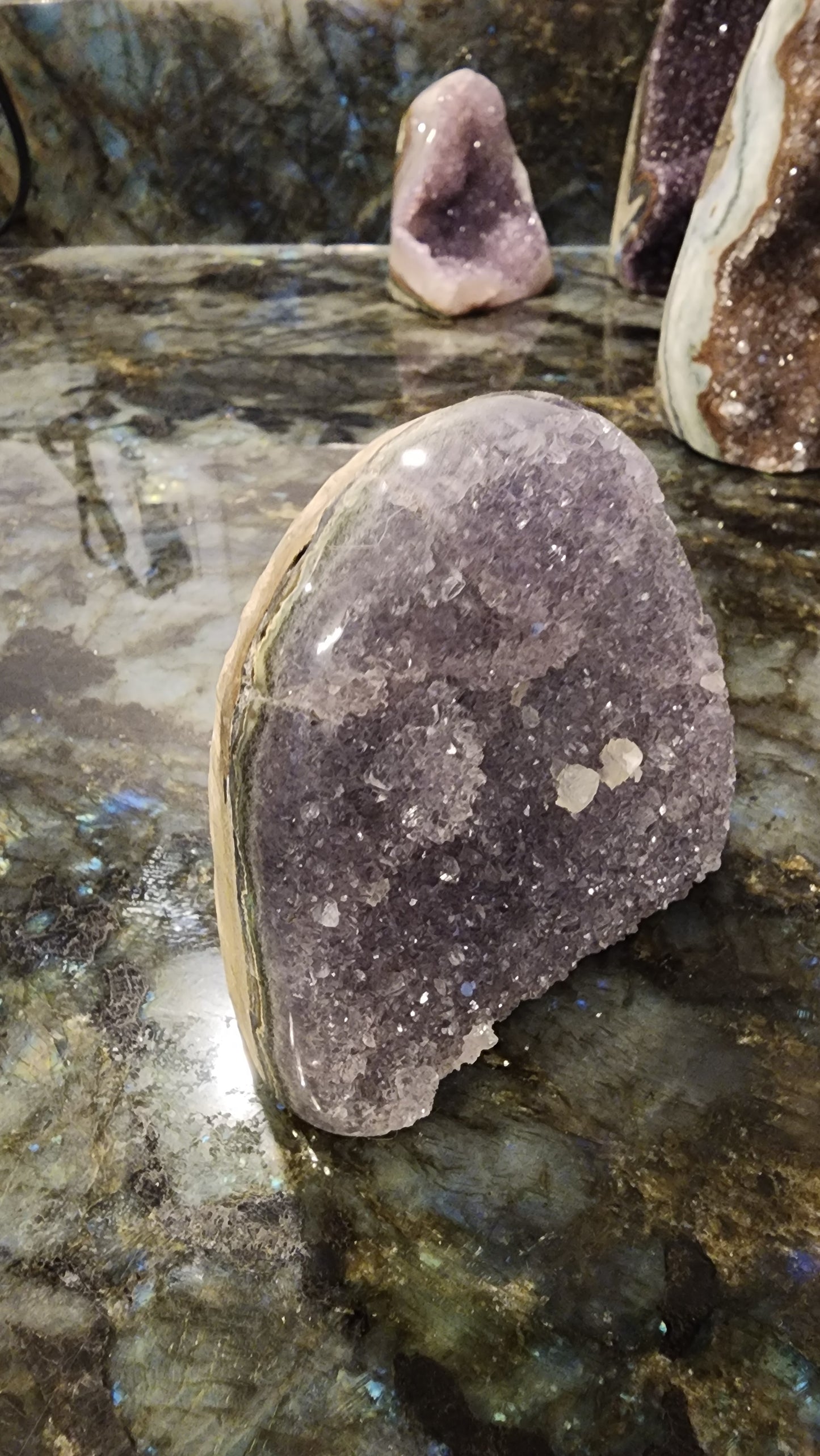 Mini Purple Amethyst Cathedral with Calcite C80