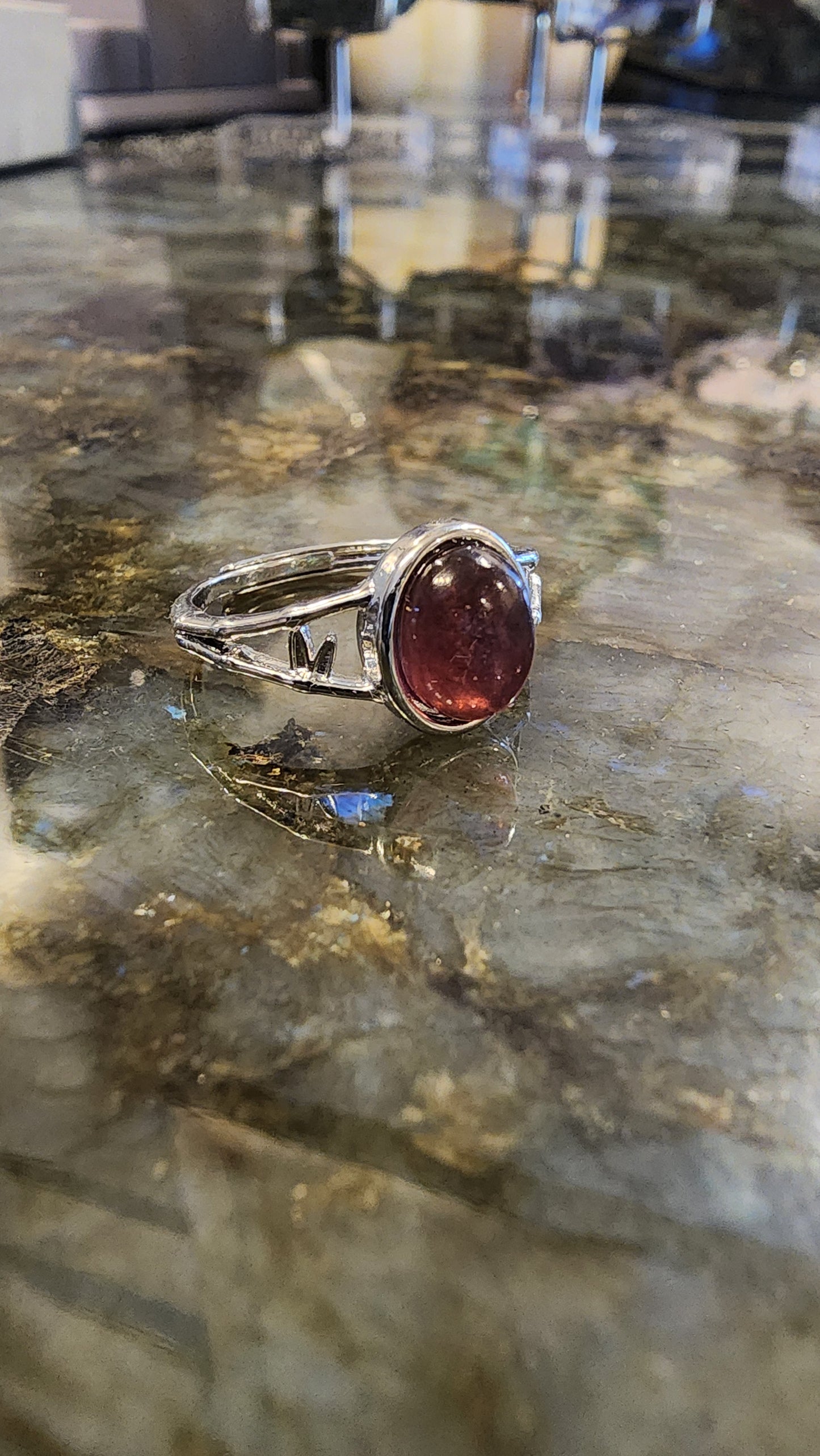 Lepidolite and Base Metal Ring