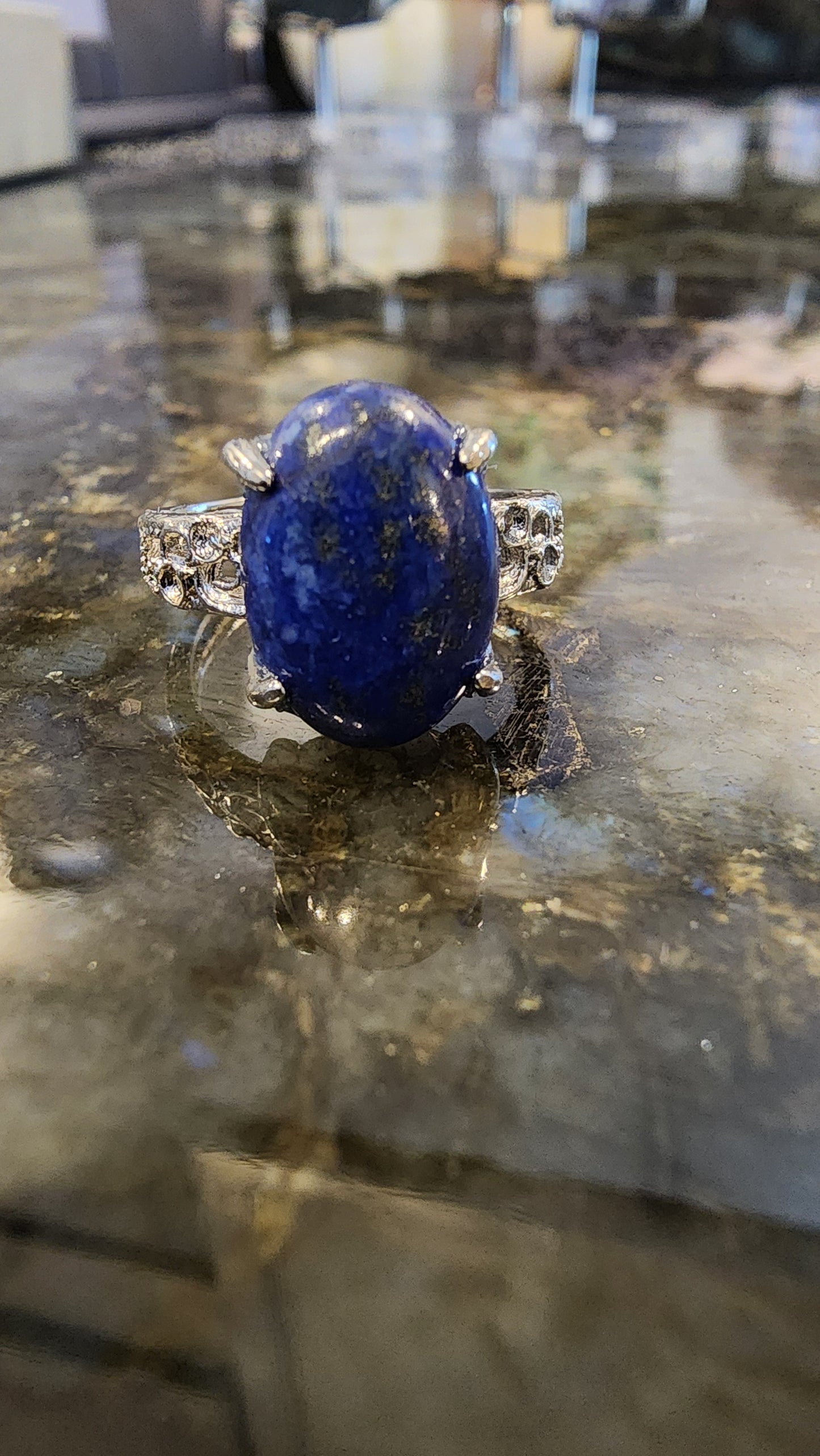 Lapis Lazuli and Base Metal Ring