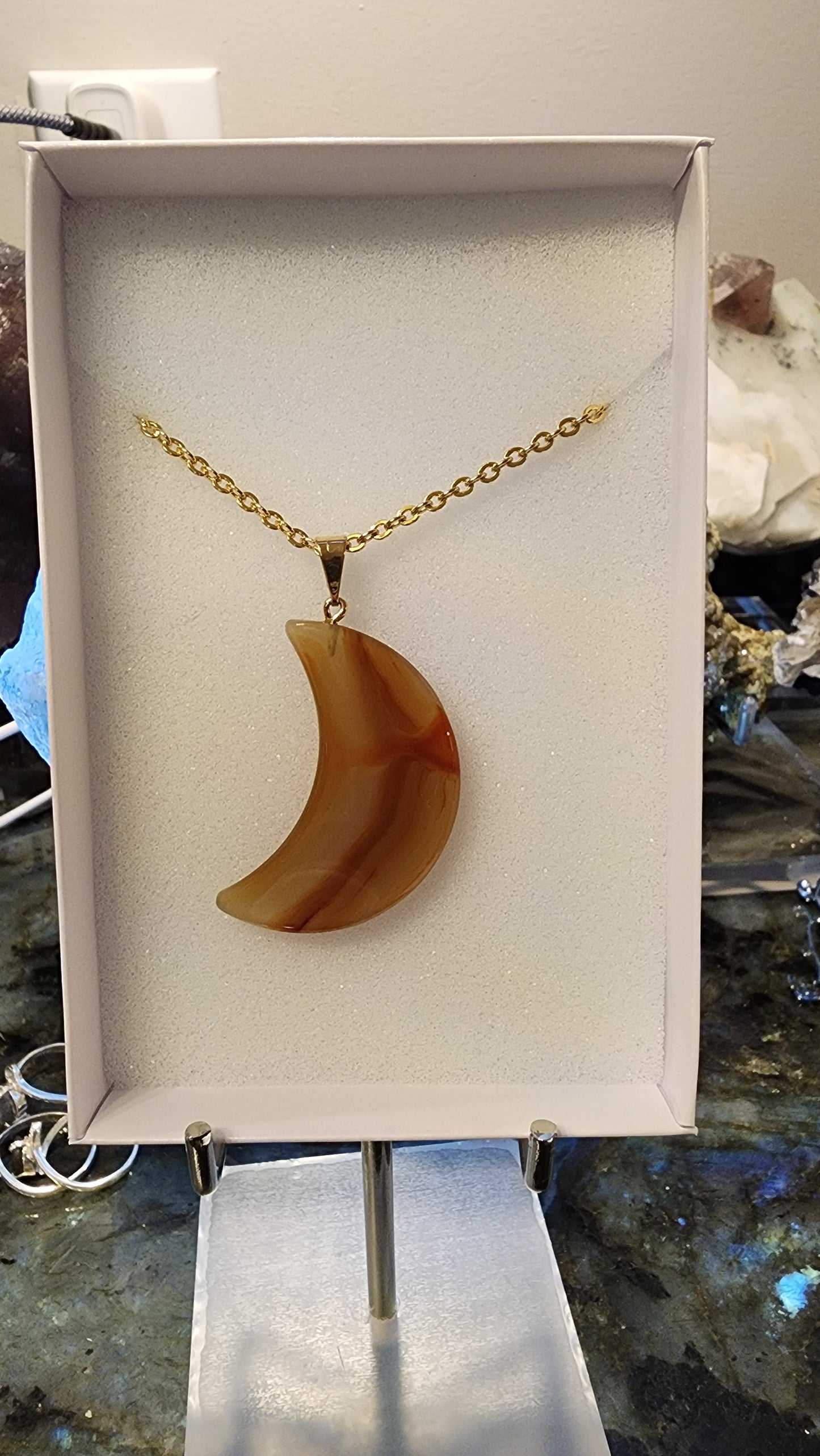 Agate Moon Pendant