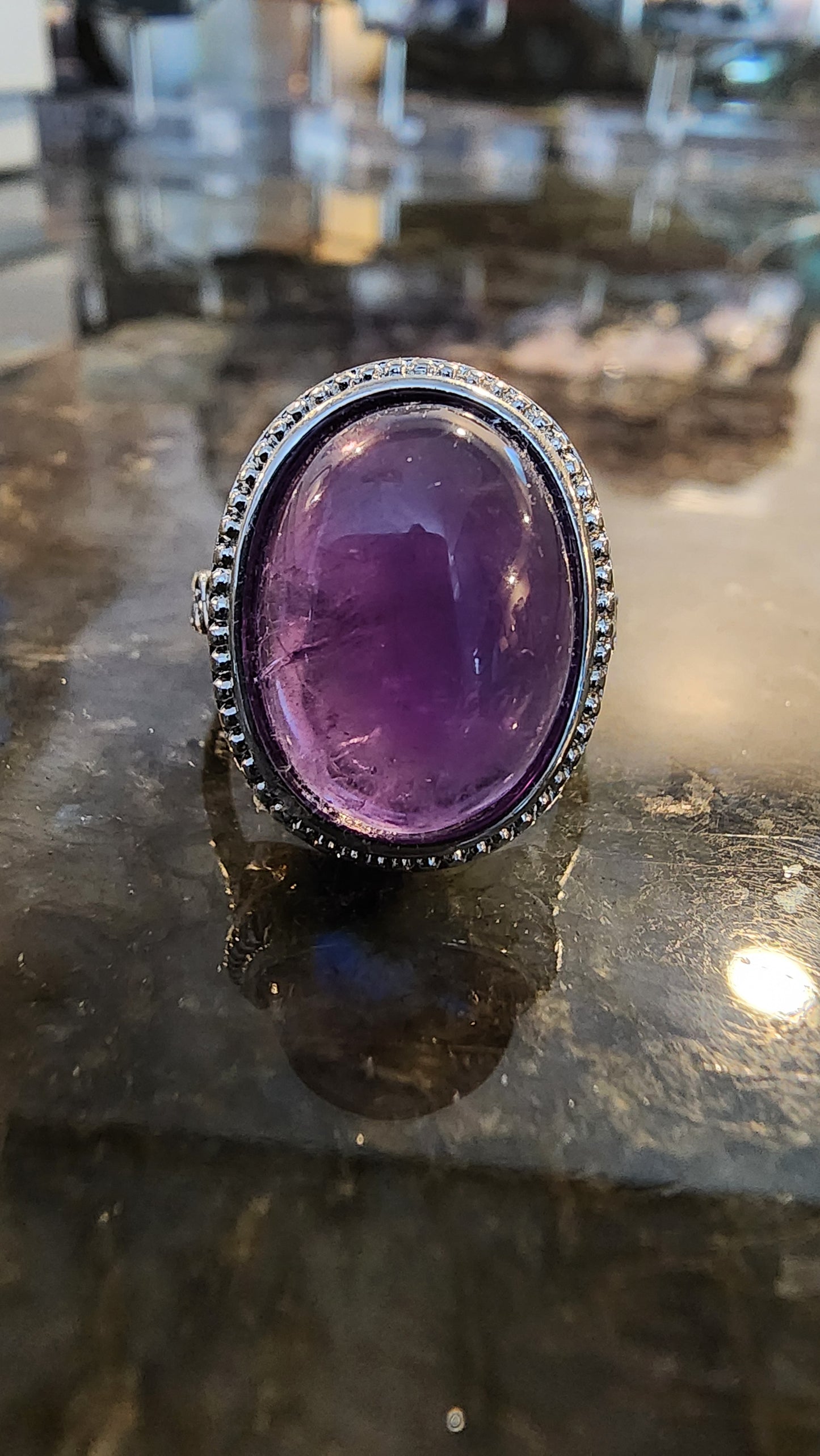 Amethyst and Base Metal Ring