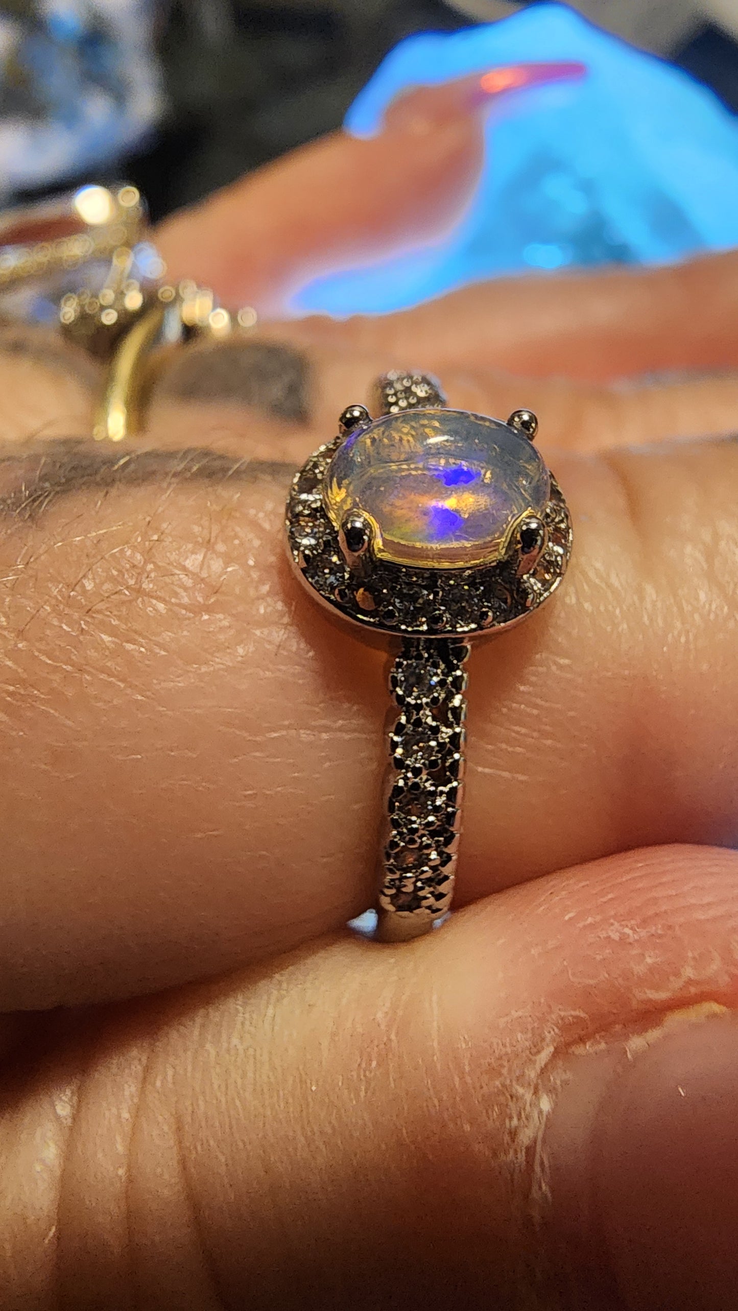 Australian Opal and Base Metal Ring