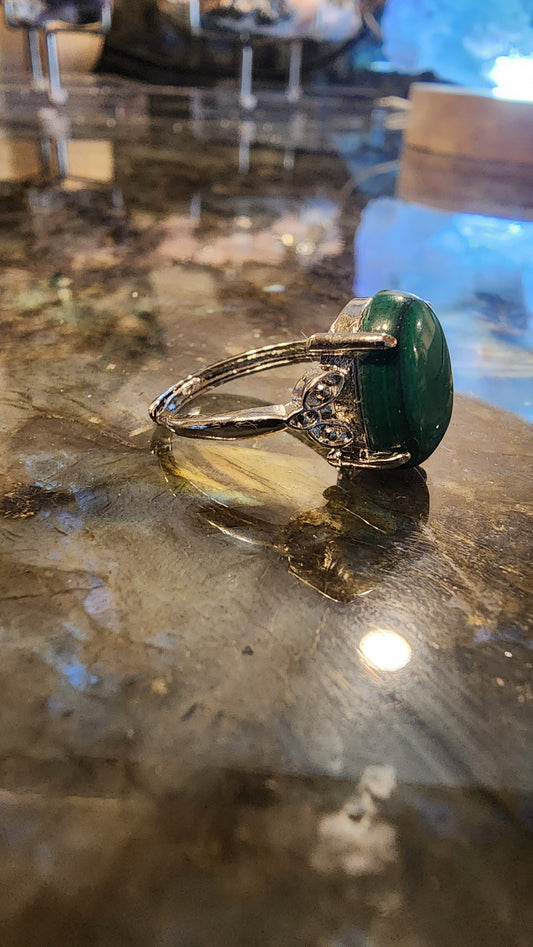 Malachite and Base Metal Ring