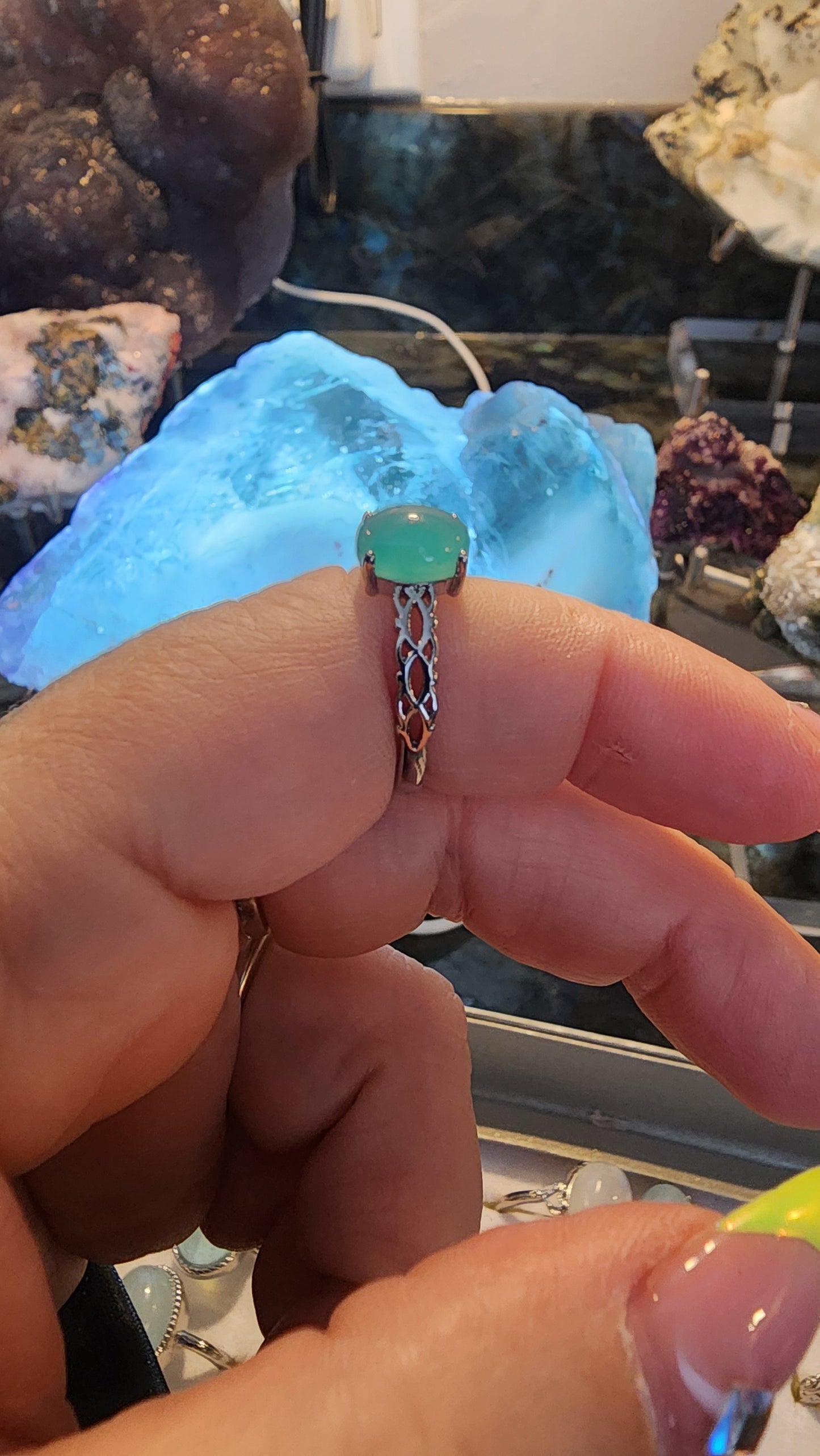 Base Metal and Amazonite Ring