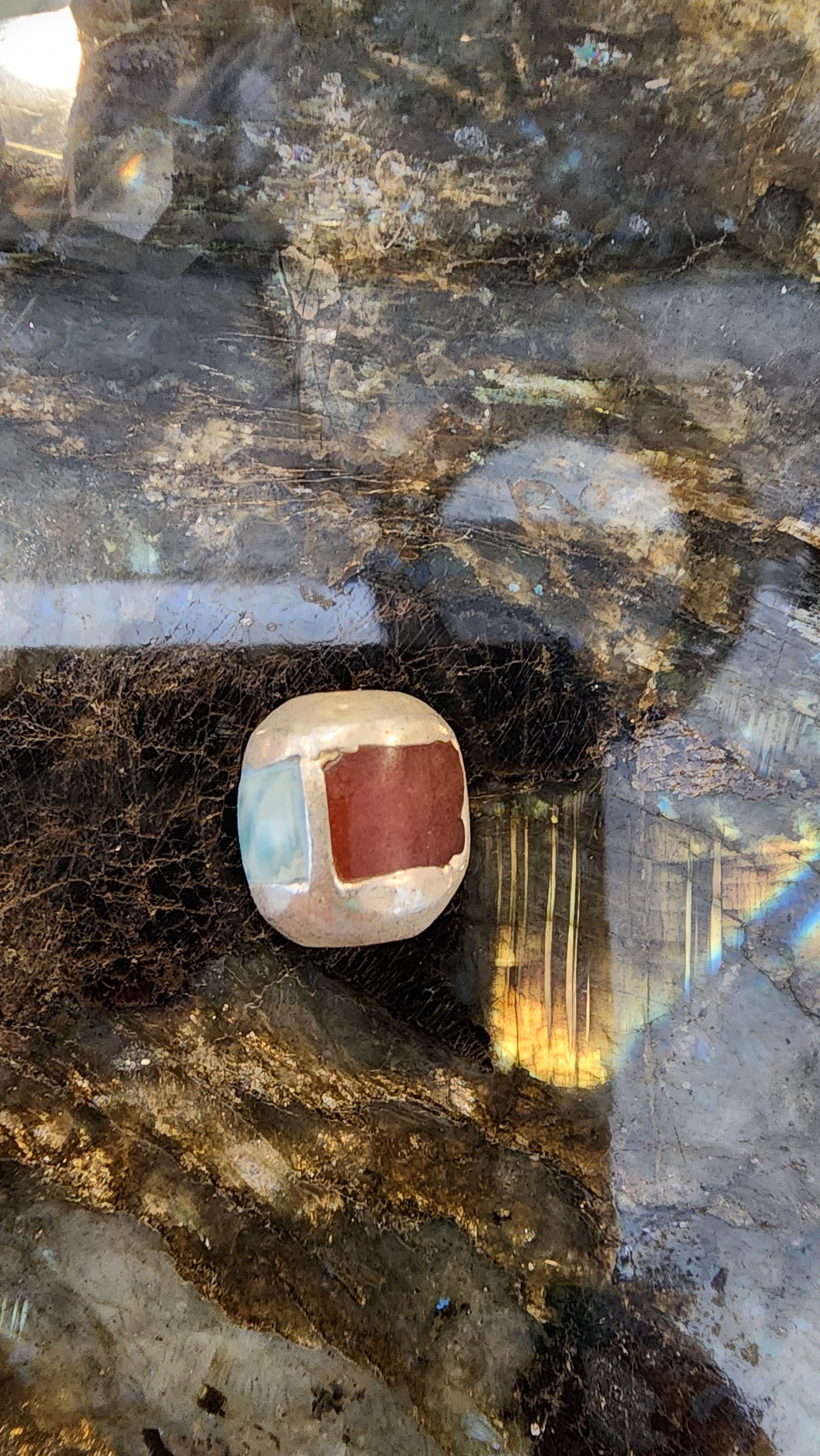 High Quality Larimar, Chalcedony & Dominican Amber Pandora Bracelet Charm 925 Silver